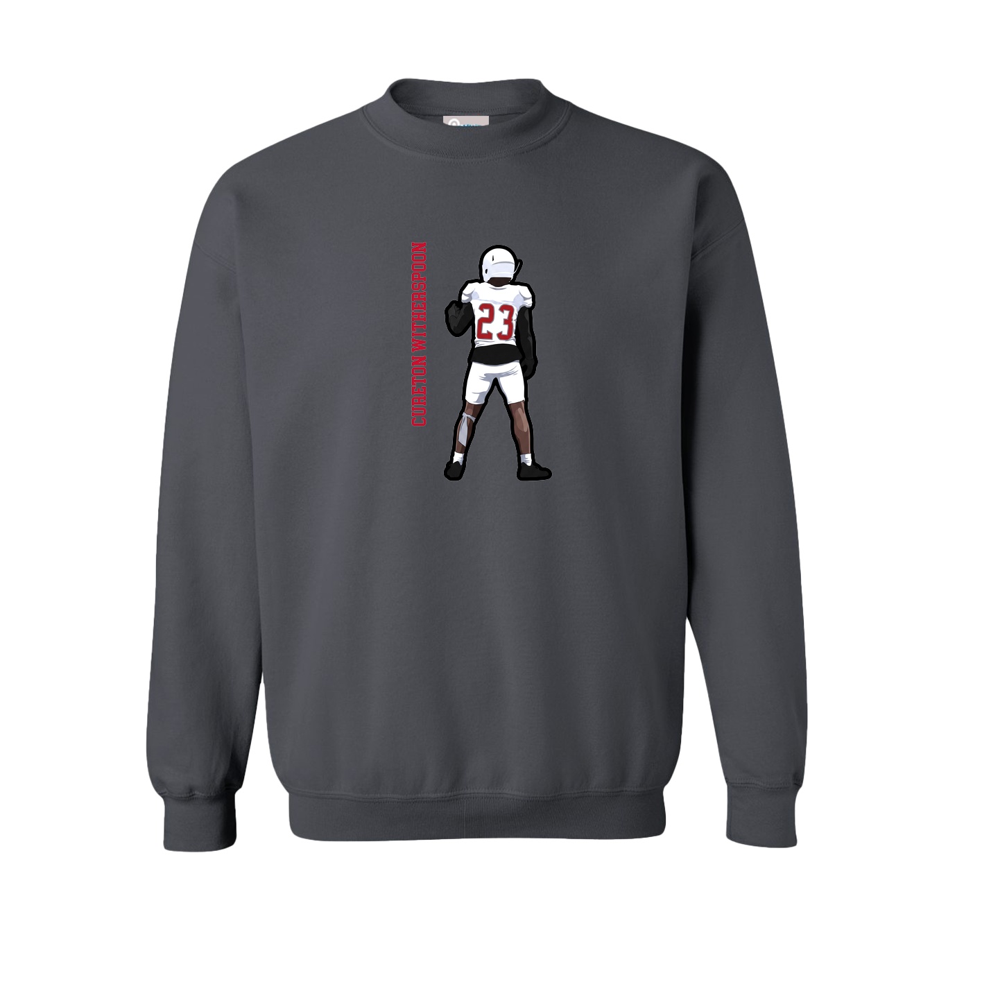 Fleece Crew — Name Vertical in Grey
