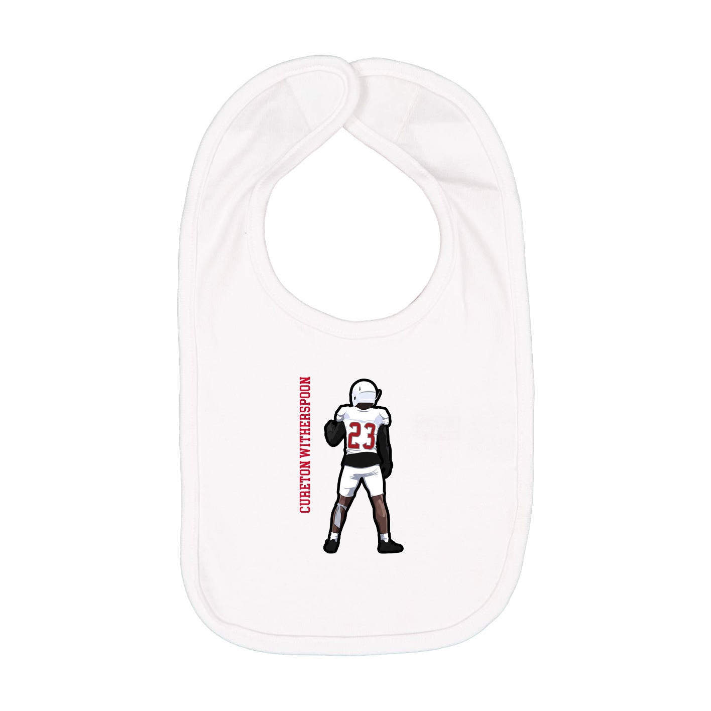 Infant Bib — Name Vertical in White