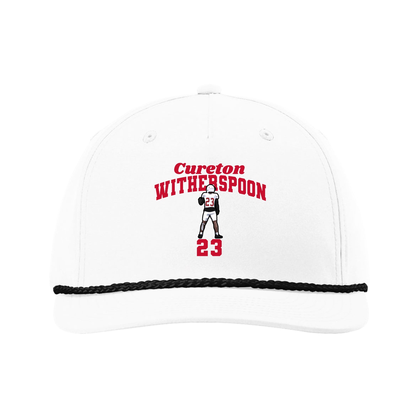 Five-Panel Classic Rope Cap — Signature Arch in White