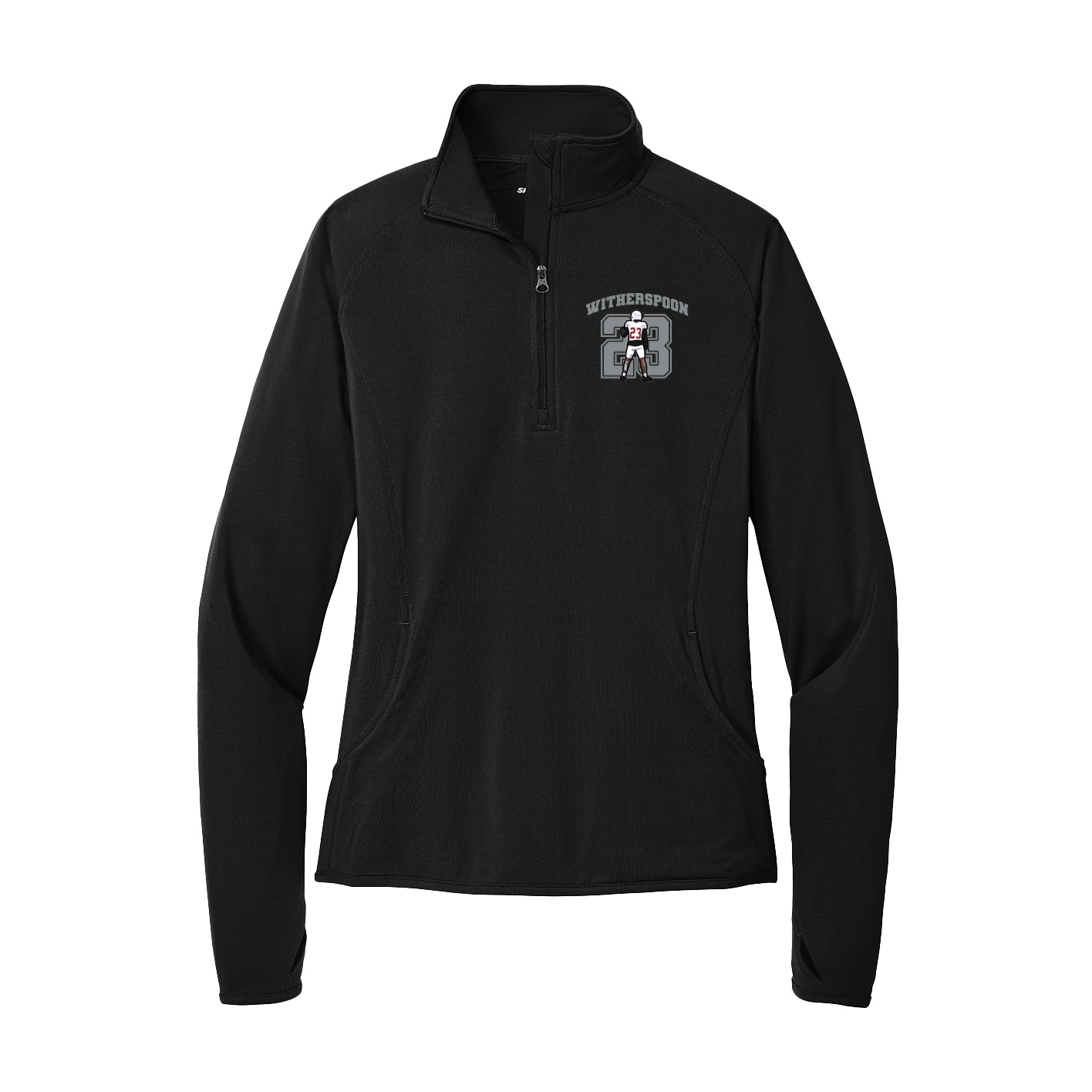 Women's Q-Zip Pullover — Number in Black