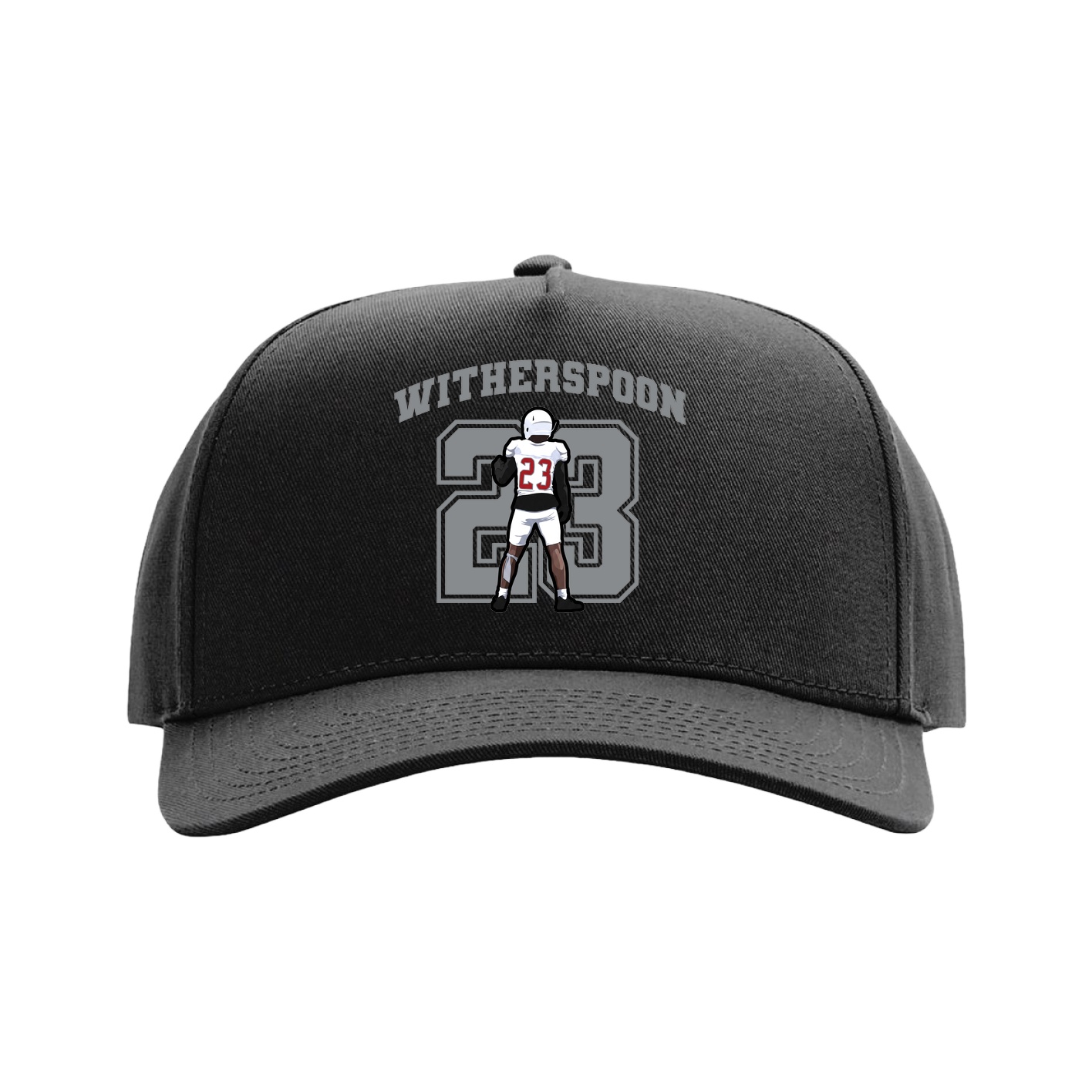 Full Fabric Five-Panel Champ Cap — Number in Black