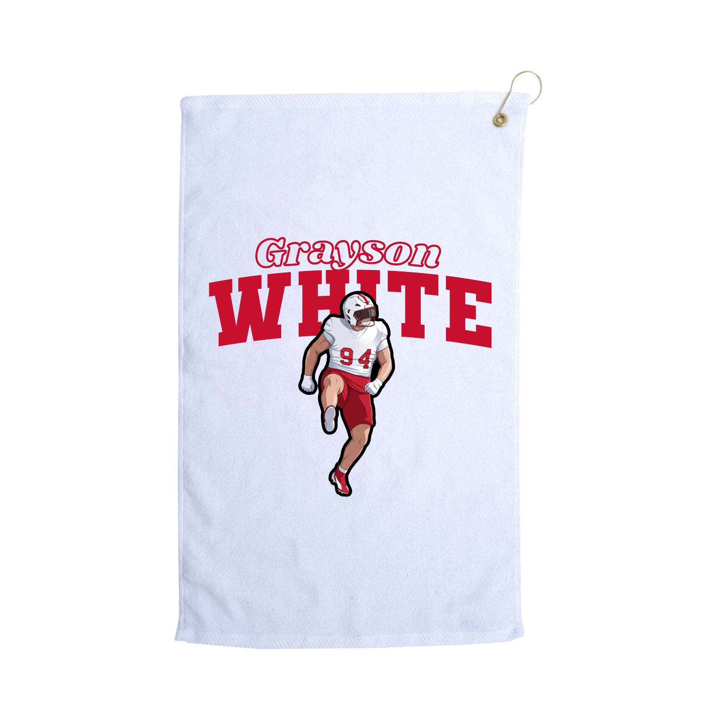 Golf Towel — Name Arch in White