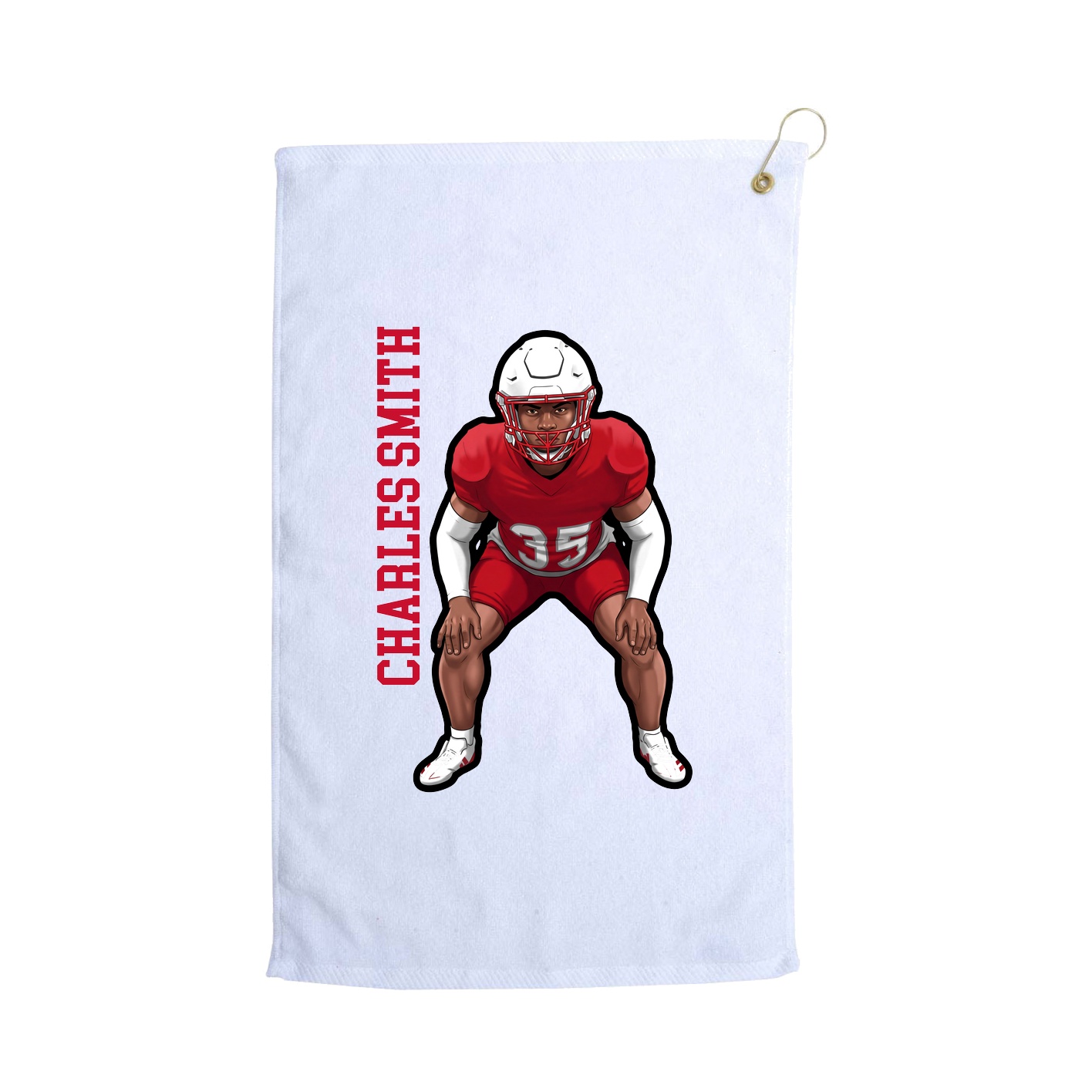 Golf Towel — Name Vertical in White