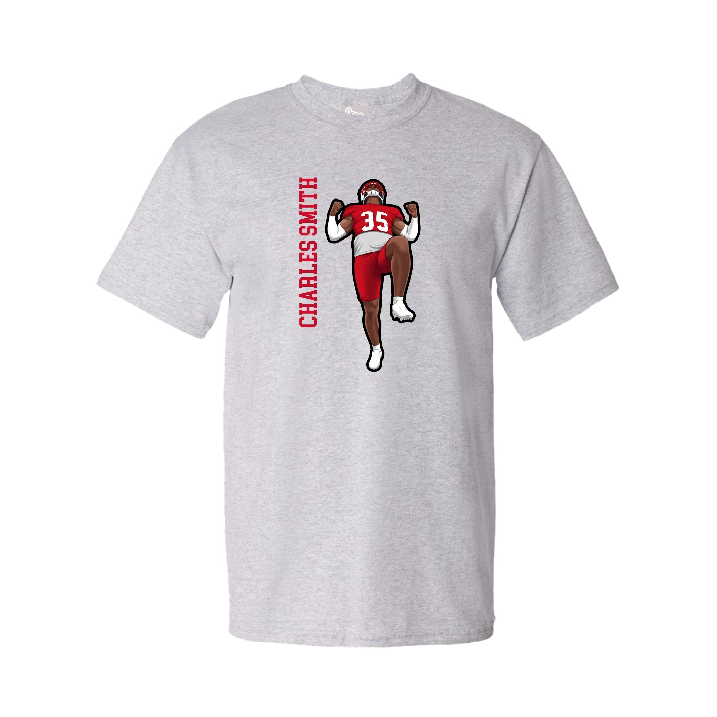 Youth Tee — Name Vertical in Grey