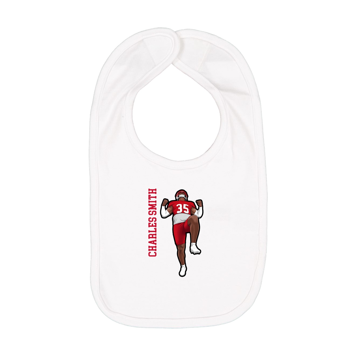 Infant Bib — Name Vertical in White