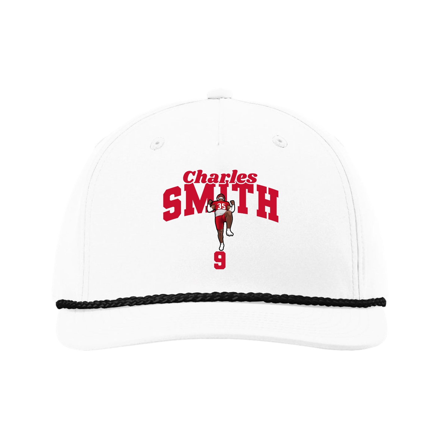 Five-Panel Classic Rope Cap — Signature Arch in White