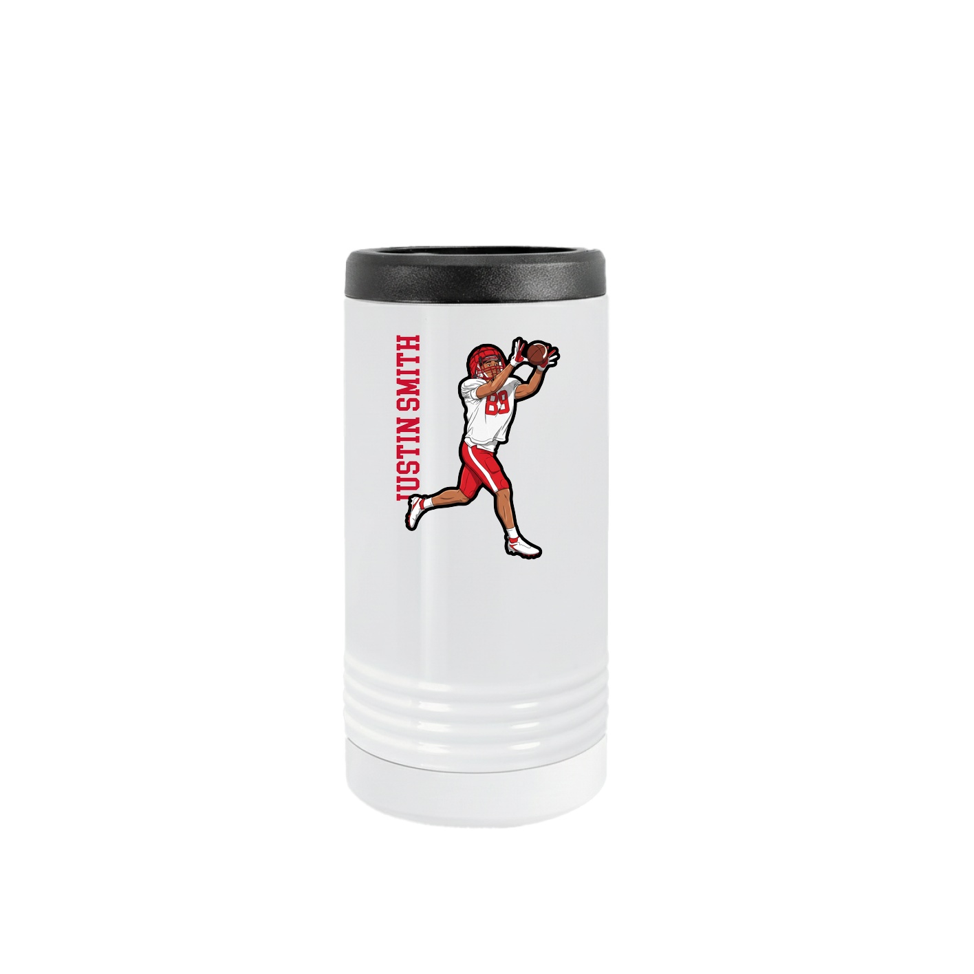 Slim Beverage Holder — Name Vertical in White