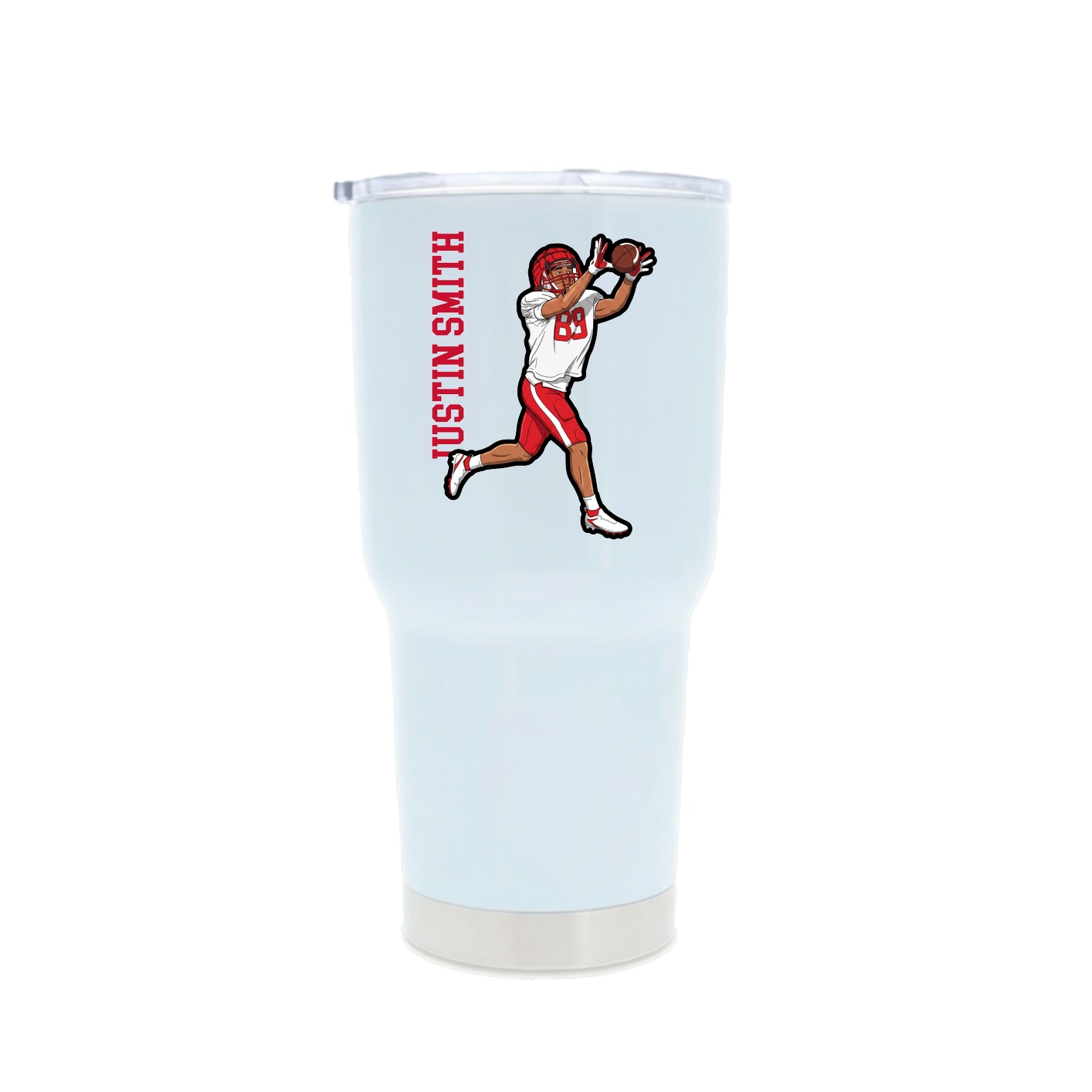 30oz Stainless Steel Tumbler — Name Vertical in White