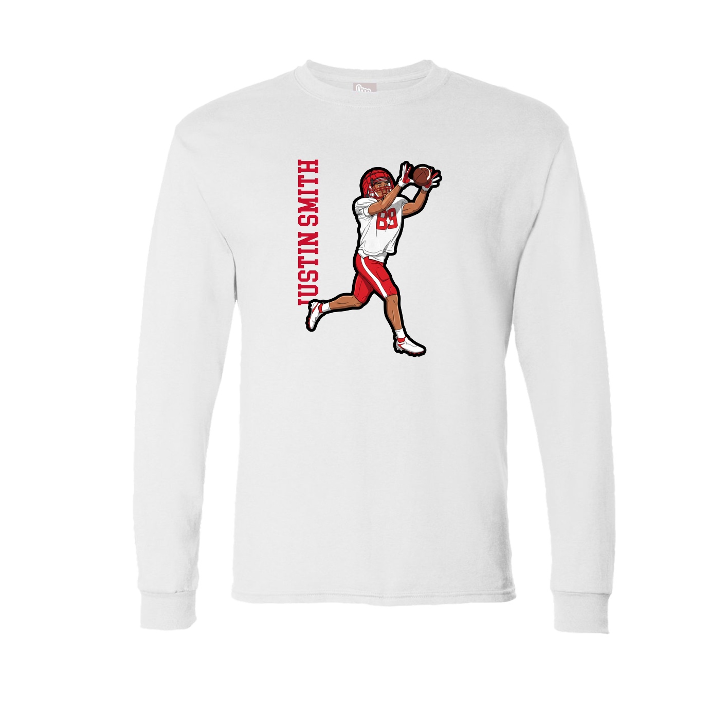 Long Sleeve Tee — Name Vertical in White
