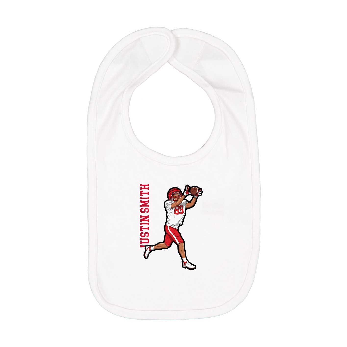 Infant Bib — Name Vertical in White