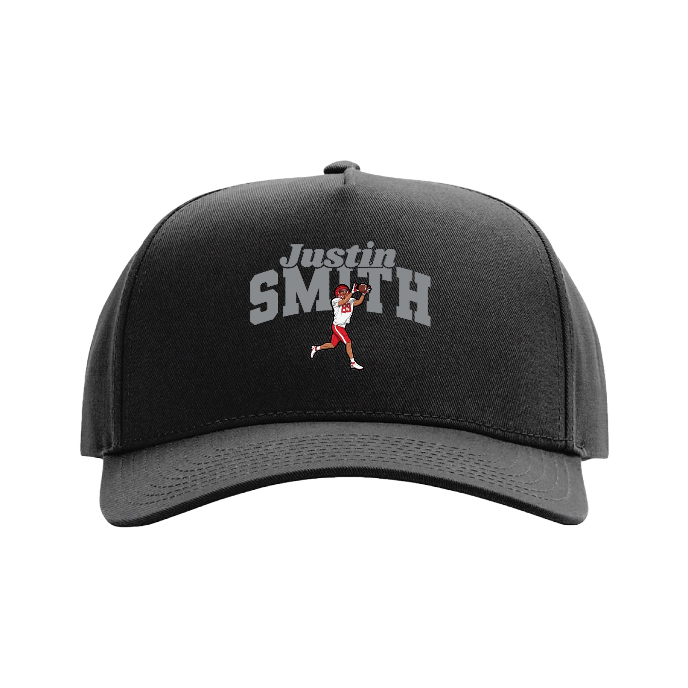 Full Fabric Five-Panel Champ Cap — Signature Arch in Black