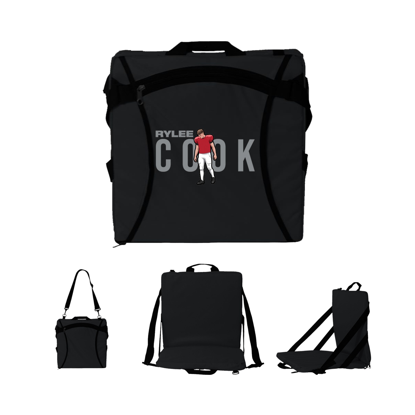 Folding Stadium Seat — Player Name in Black