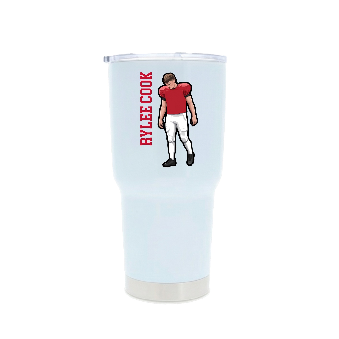 30oz Stainless Steel Tumbler — Name Vertical in White