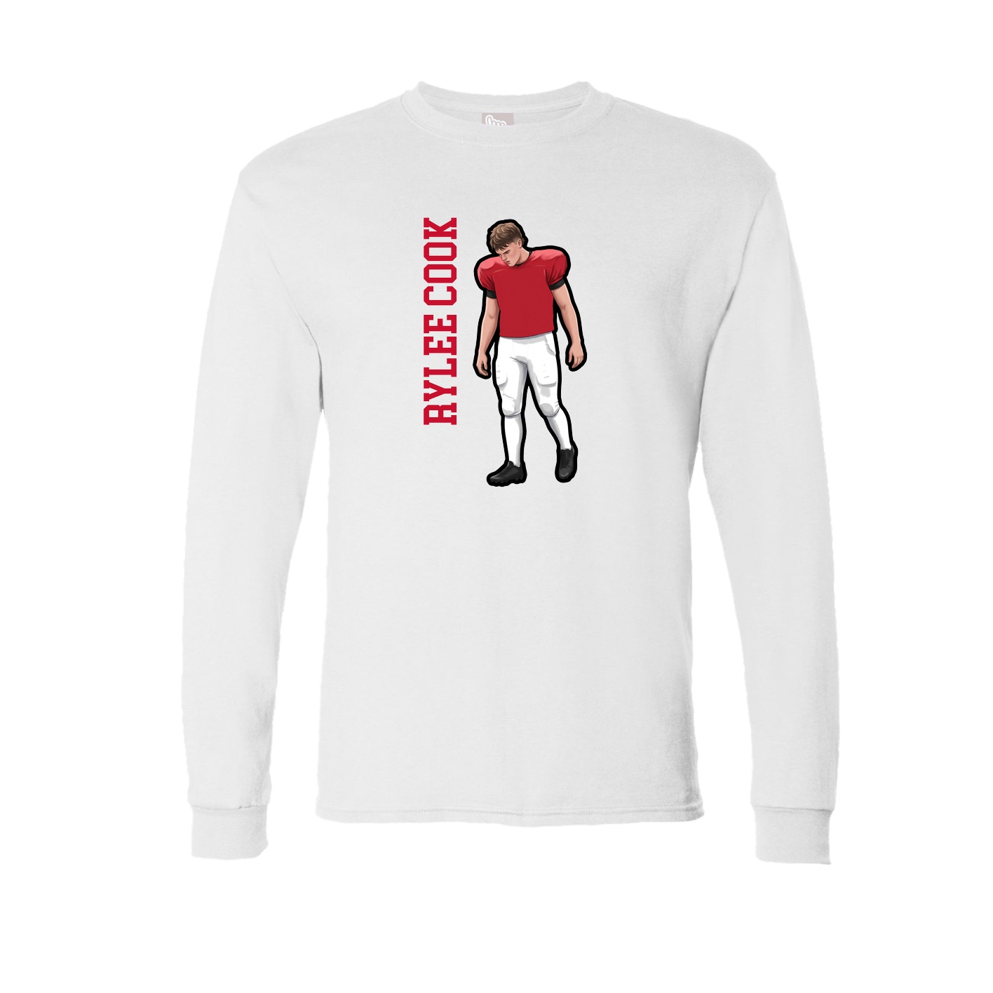 Long Sleeve Tee — Name Vertical in White