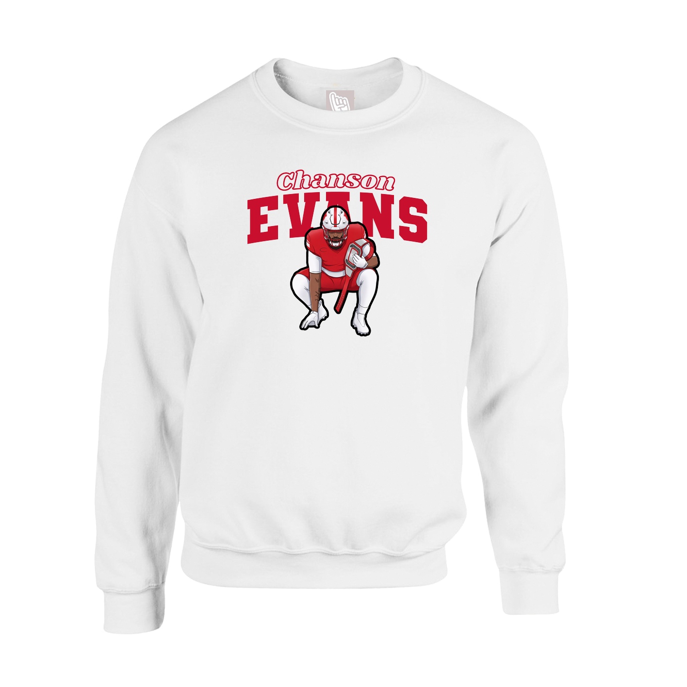 Fleece Crew — Name Arch in White