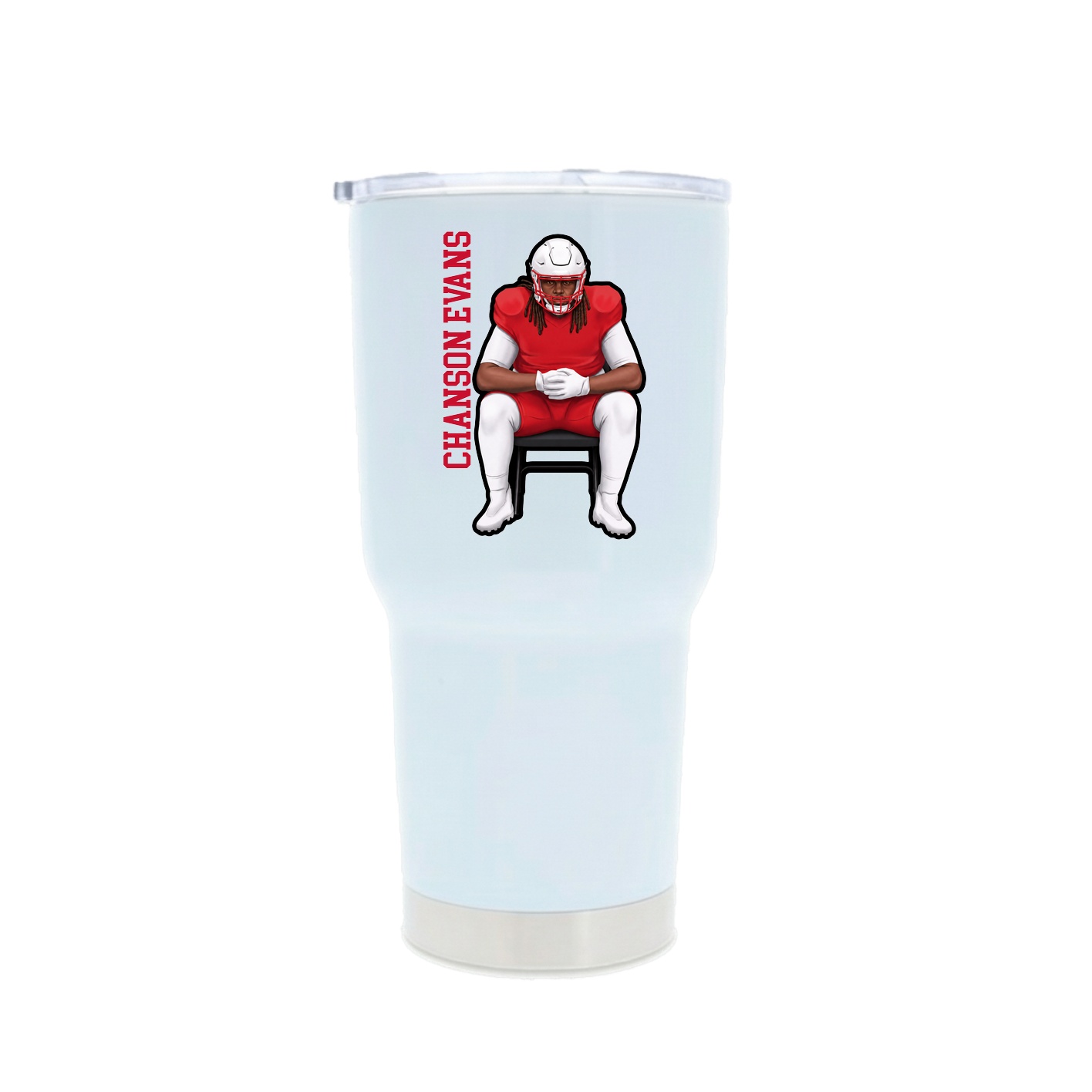 30oz Stainless Steel Tumbler — Name Vertical in White