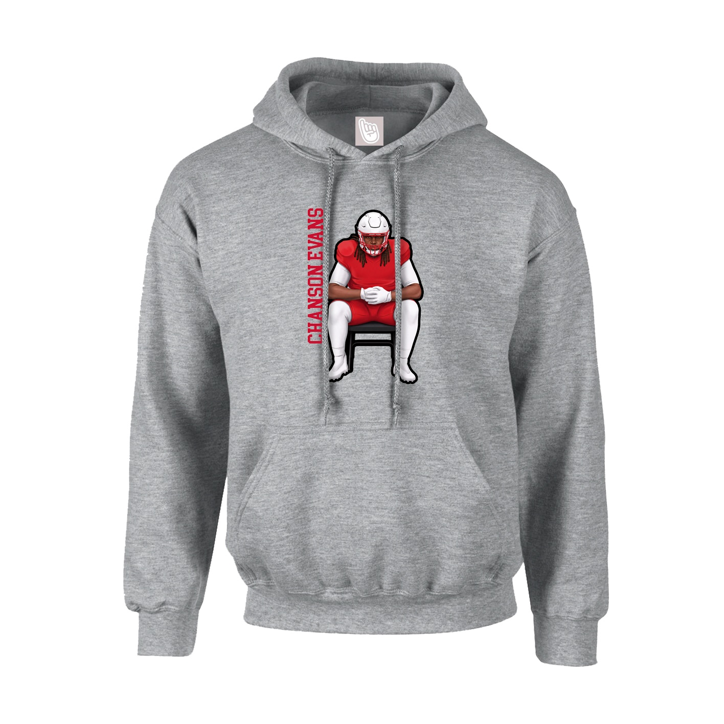 Hoodie — Name Vertical in Grey