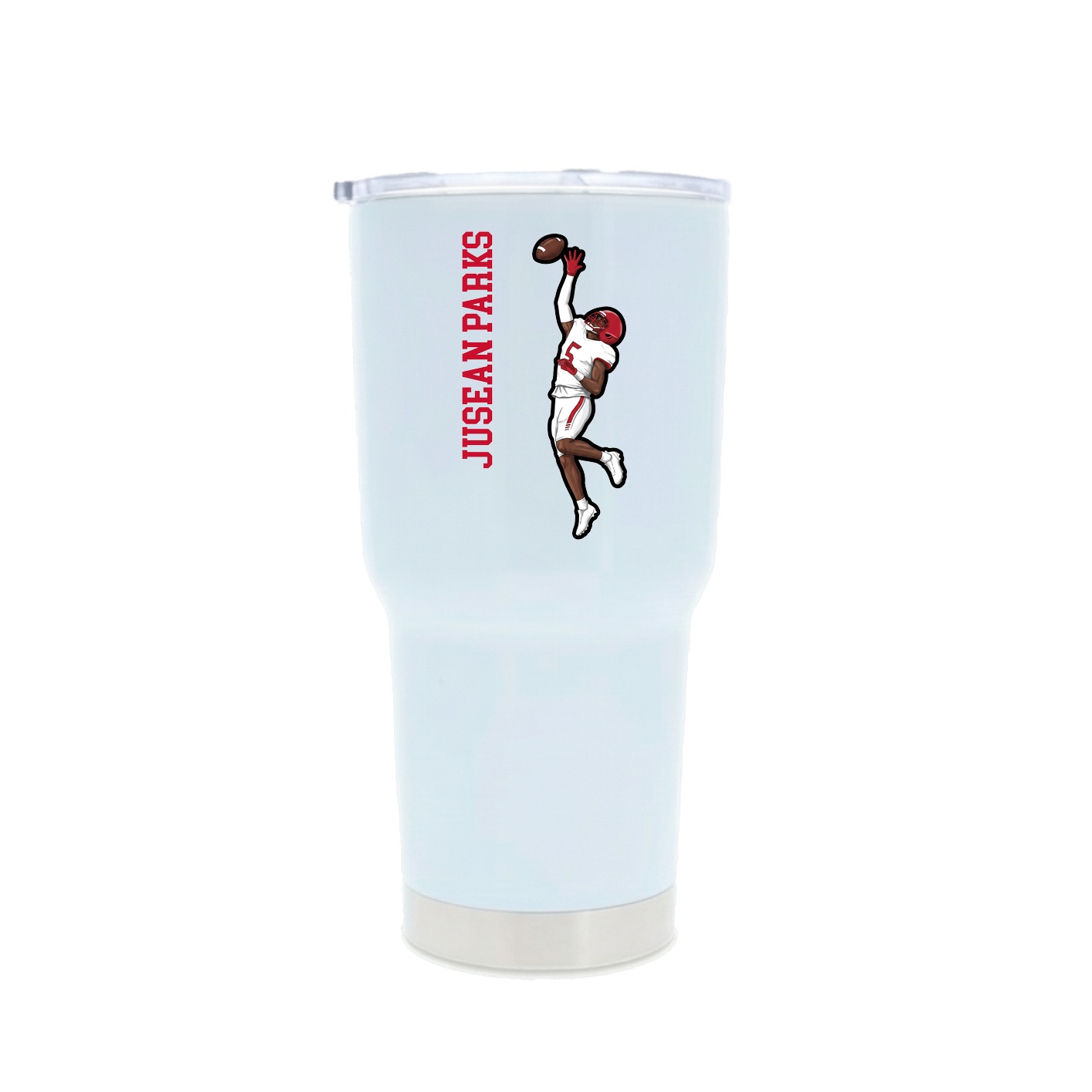30oz Stainless Steel Tumbler — Name Vertical in White