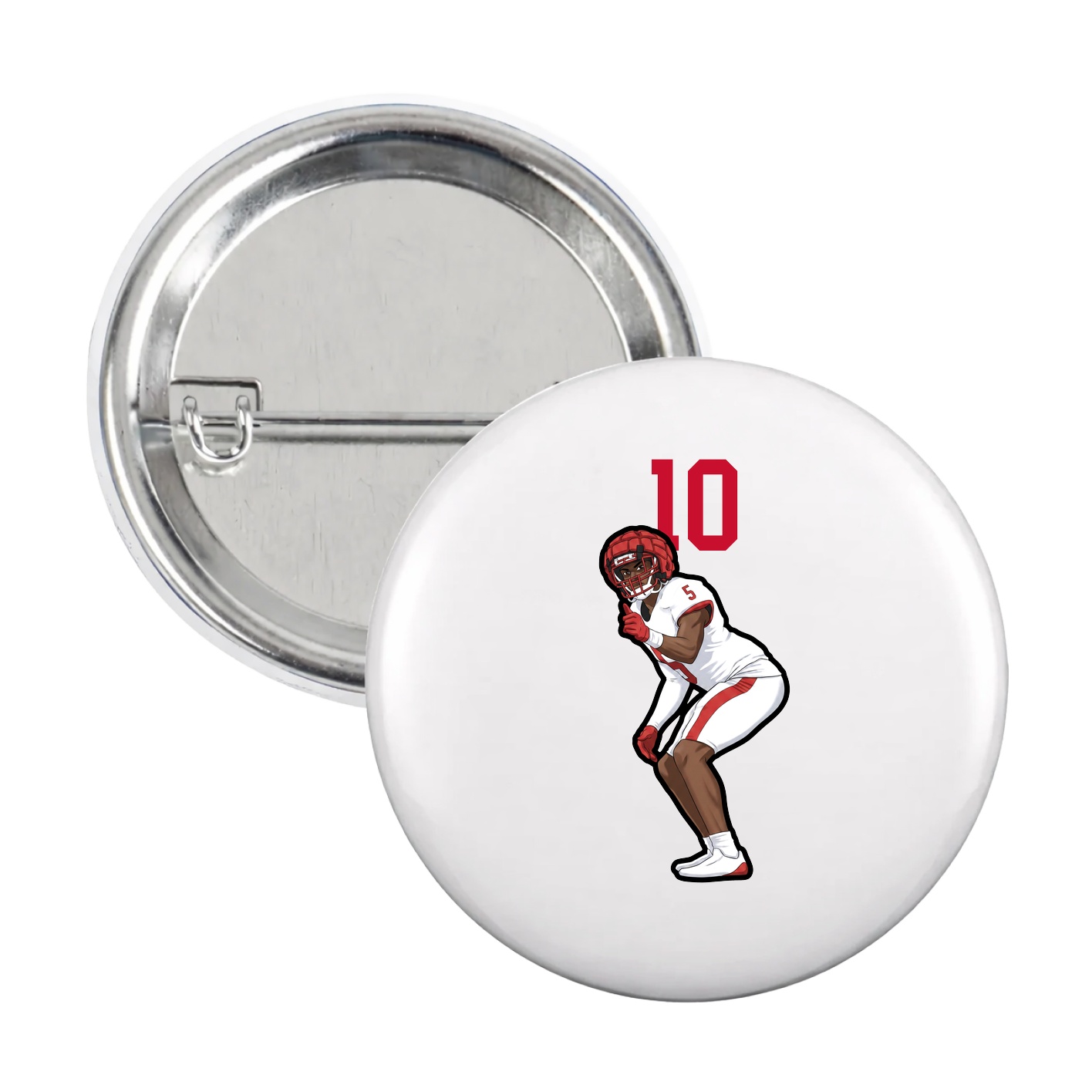 Game Day Button — Number Top in White
