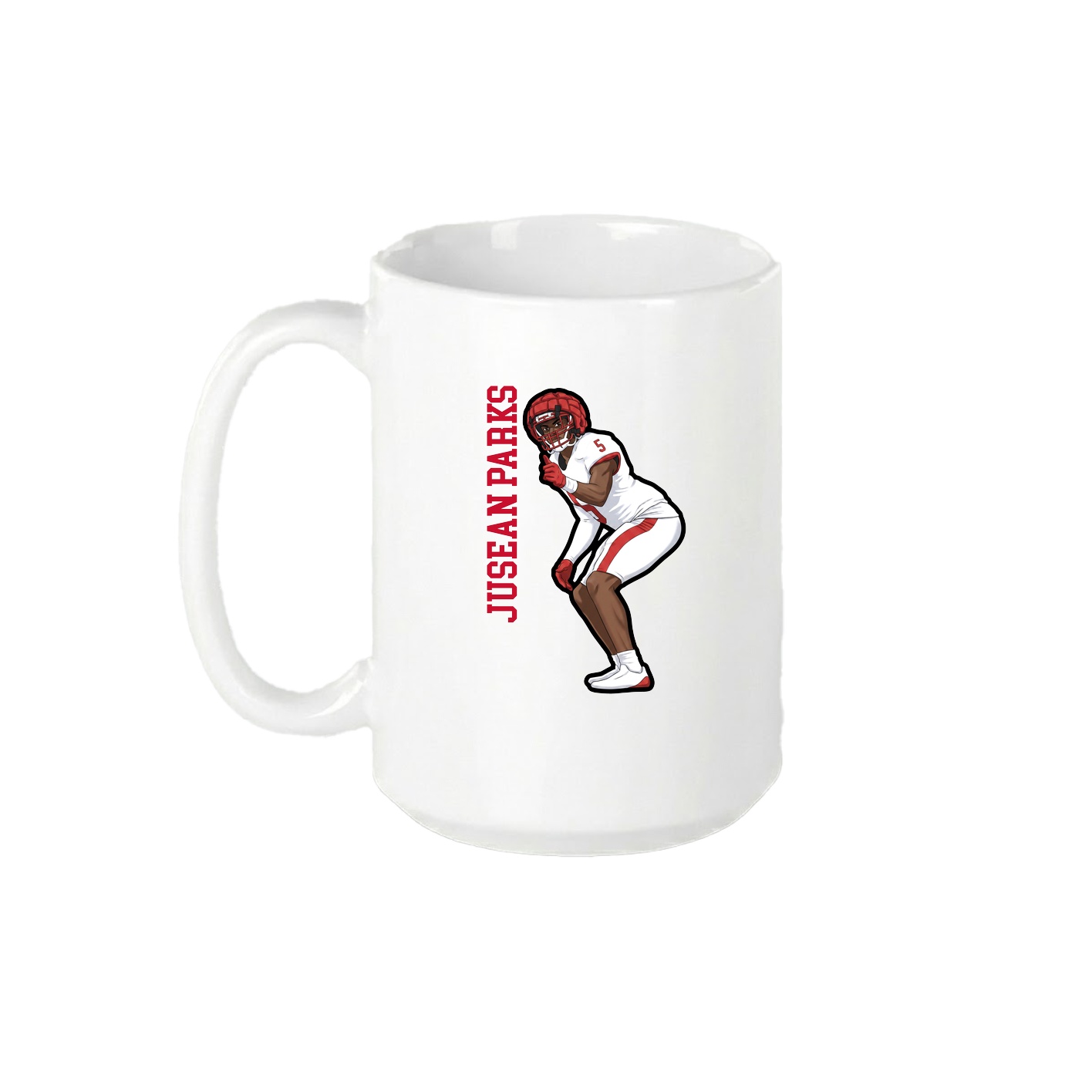 15oz Coffee Mug — Name Vertical in White