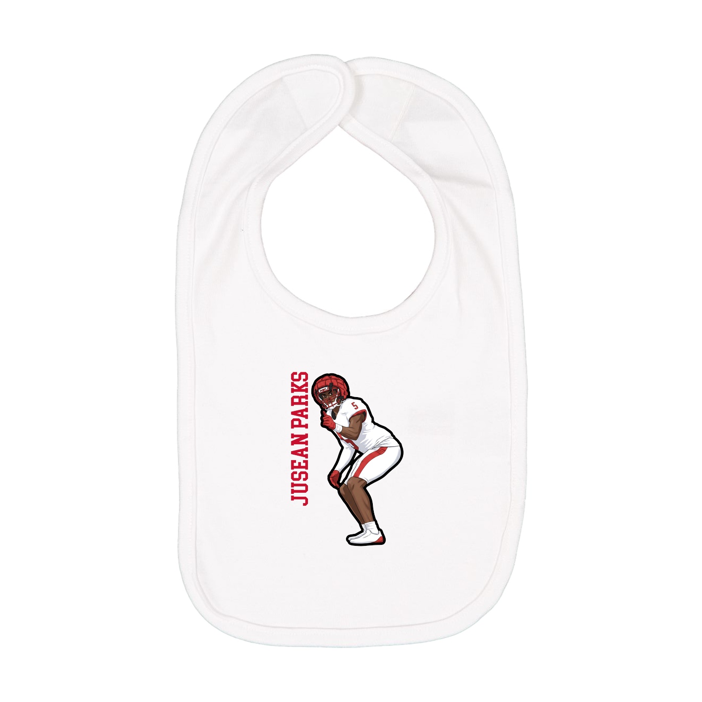 Infant Bib — Name Vertical in White