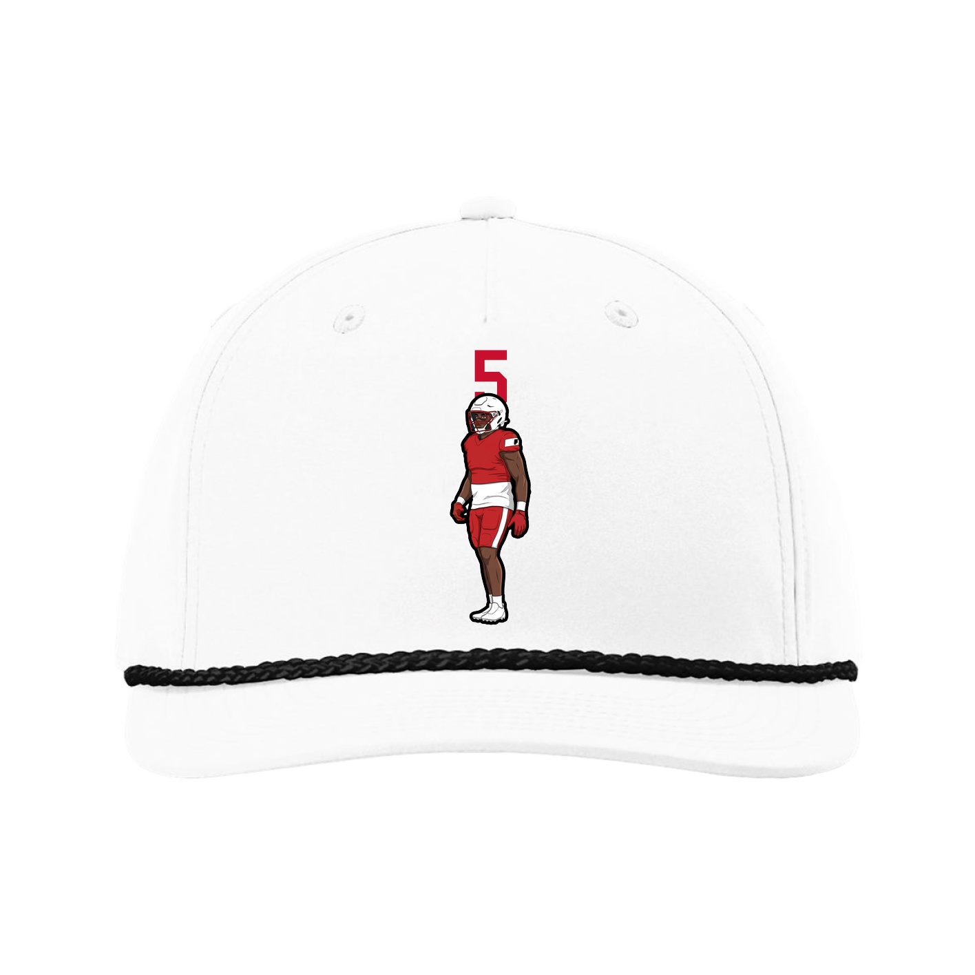 Five-Panel Classic Rope Cap — Number Top in White