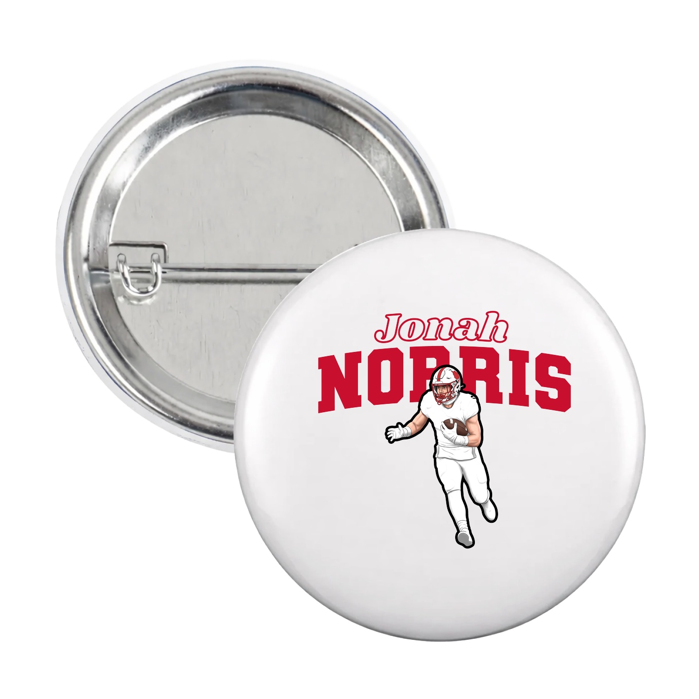 Game Day Button — Name Arch in White