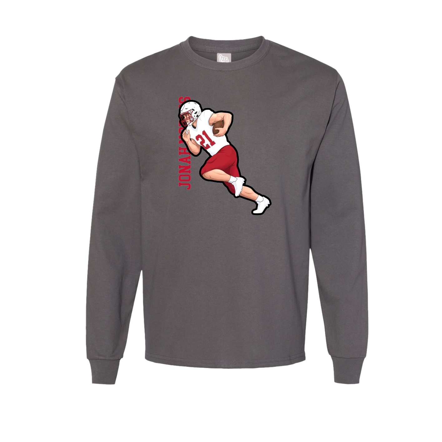 Long Sleeve Tee — Name Vertical in Grey