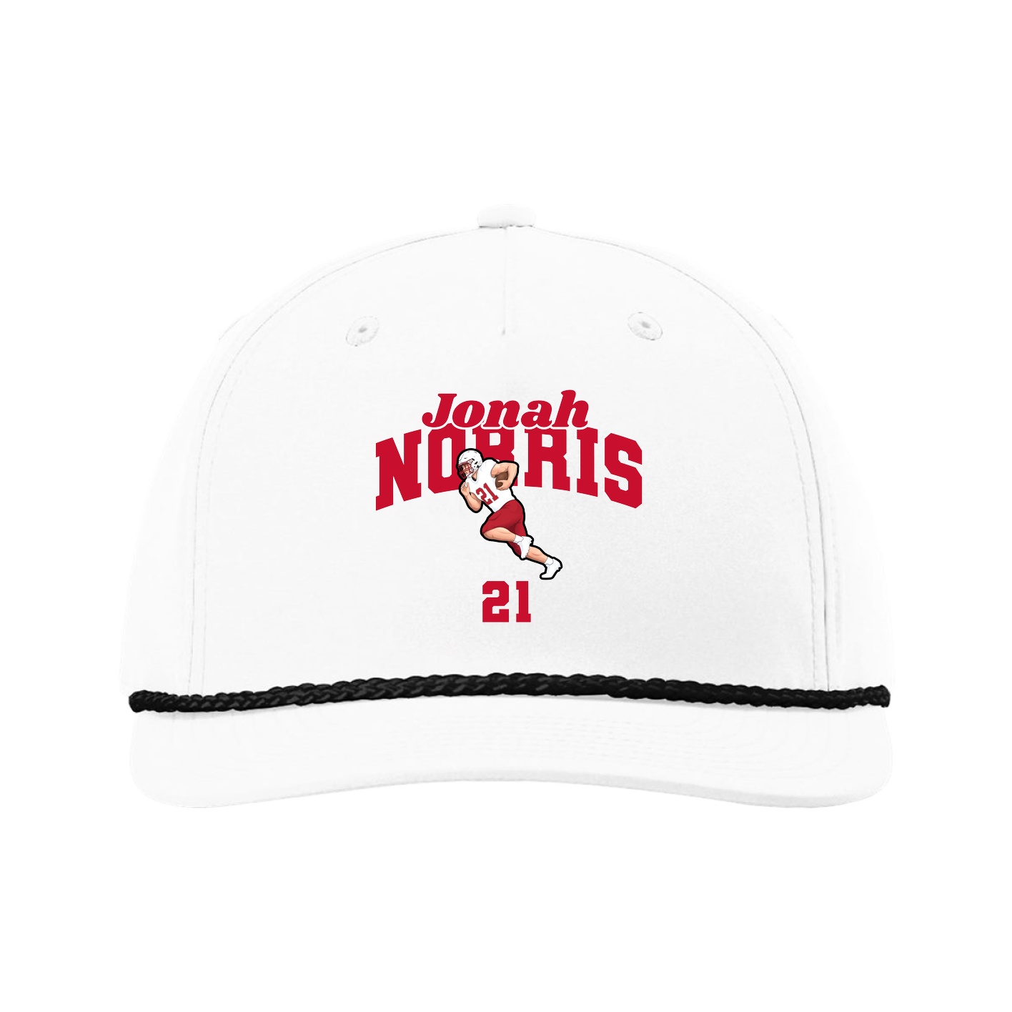 Five-Panel Classic Rope Cap — Signature Arch in White