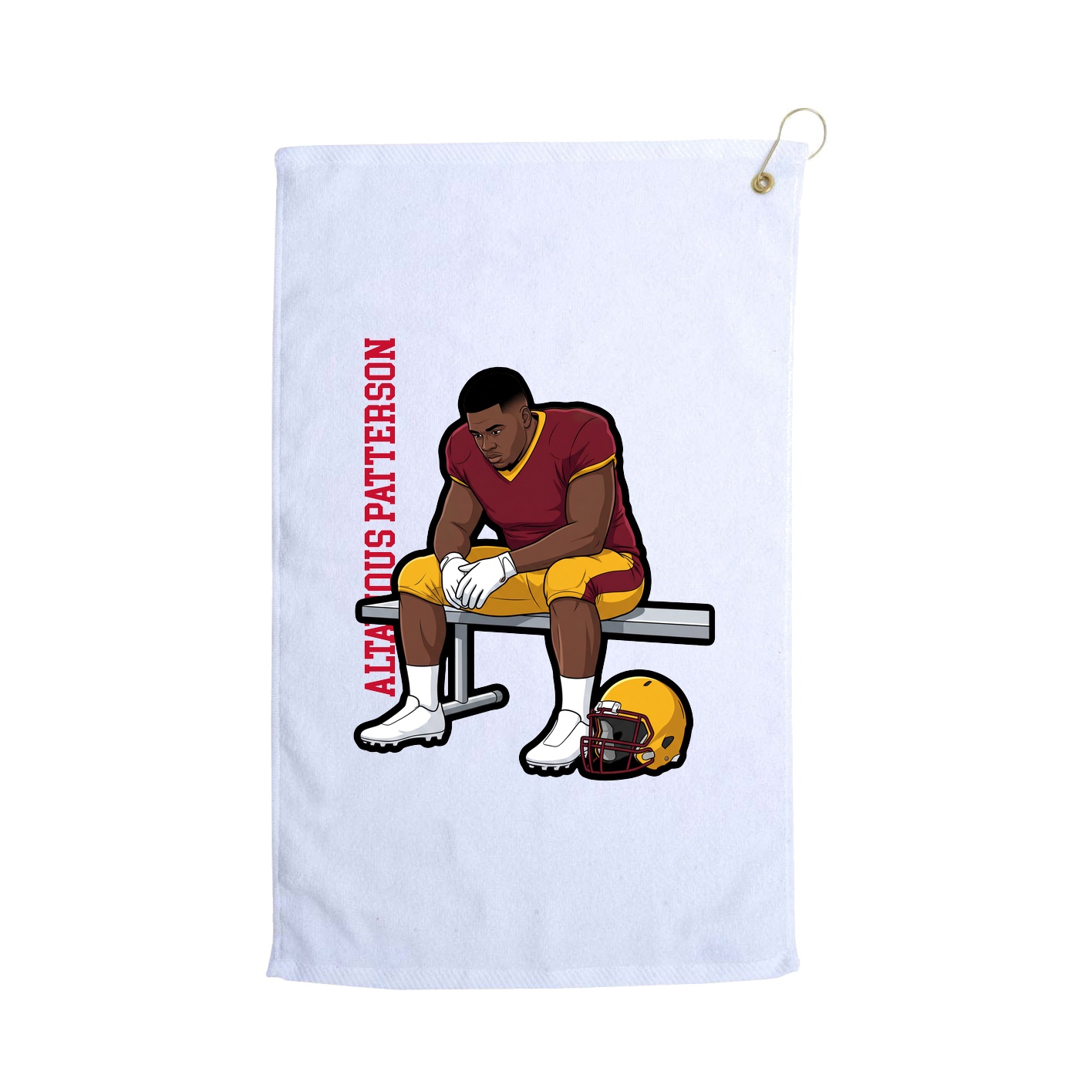 Golf Towel — Name Vertical in White