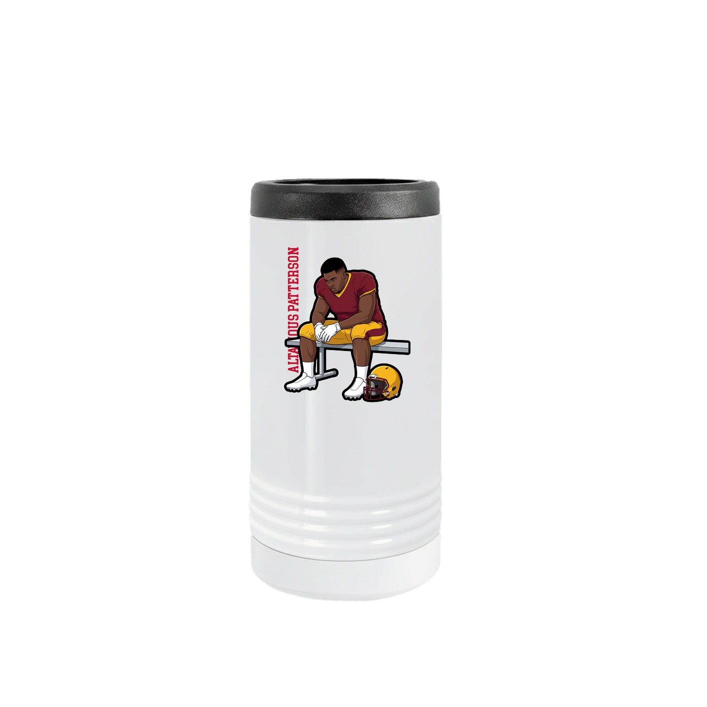 Slim Beverage Holder — Name Vertical in White