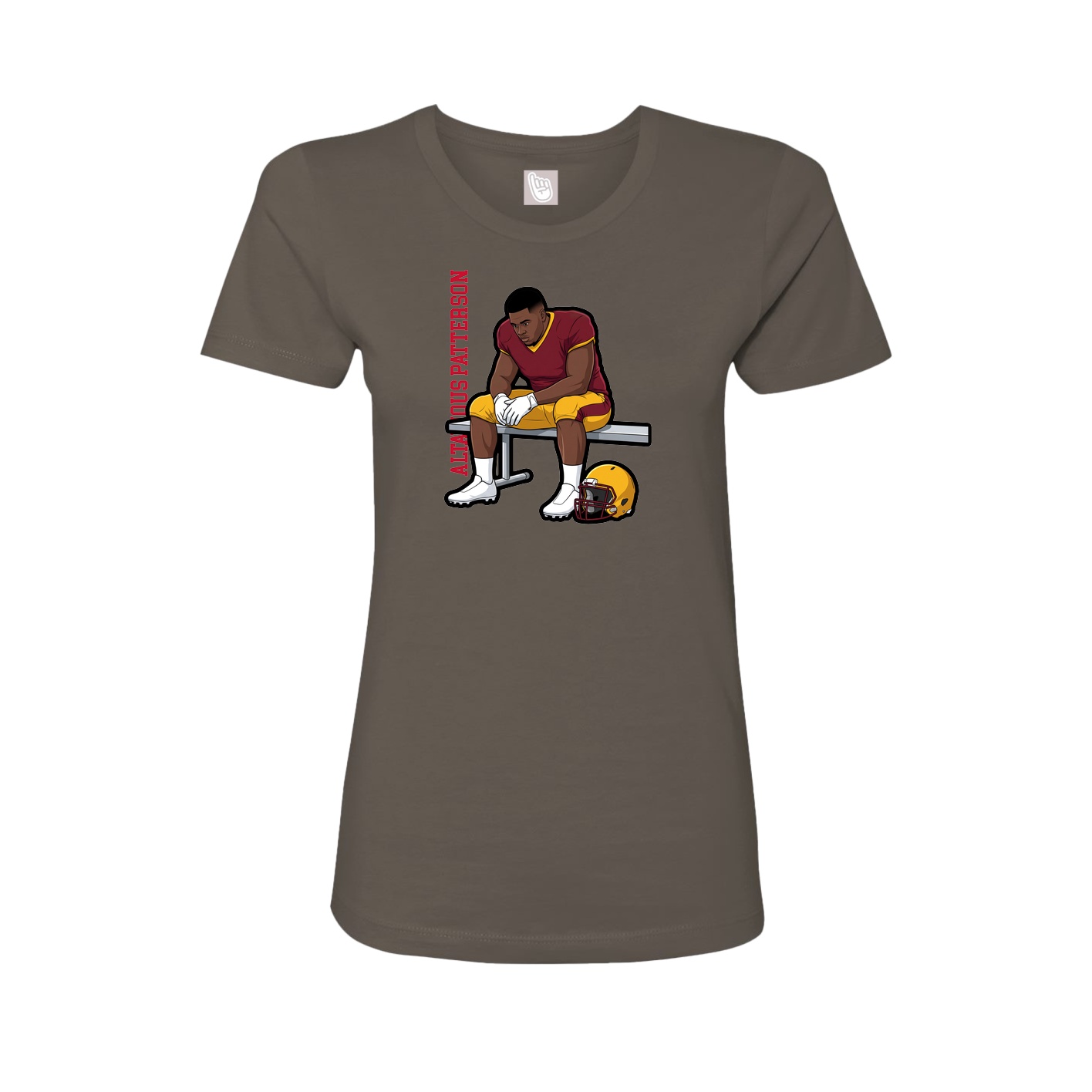 Fitted Women's Tee — Name Vertical in Grey