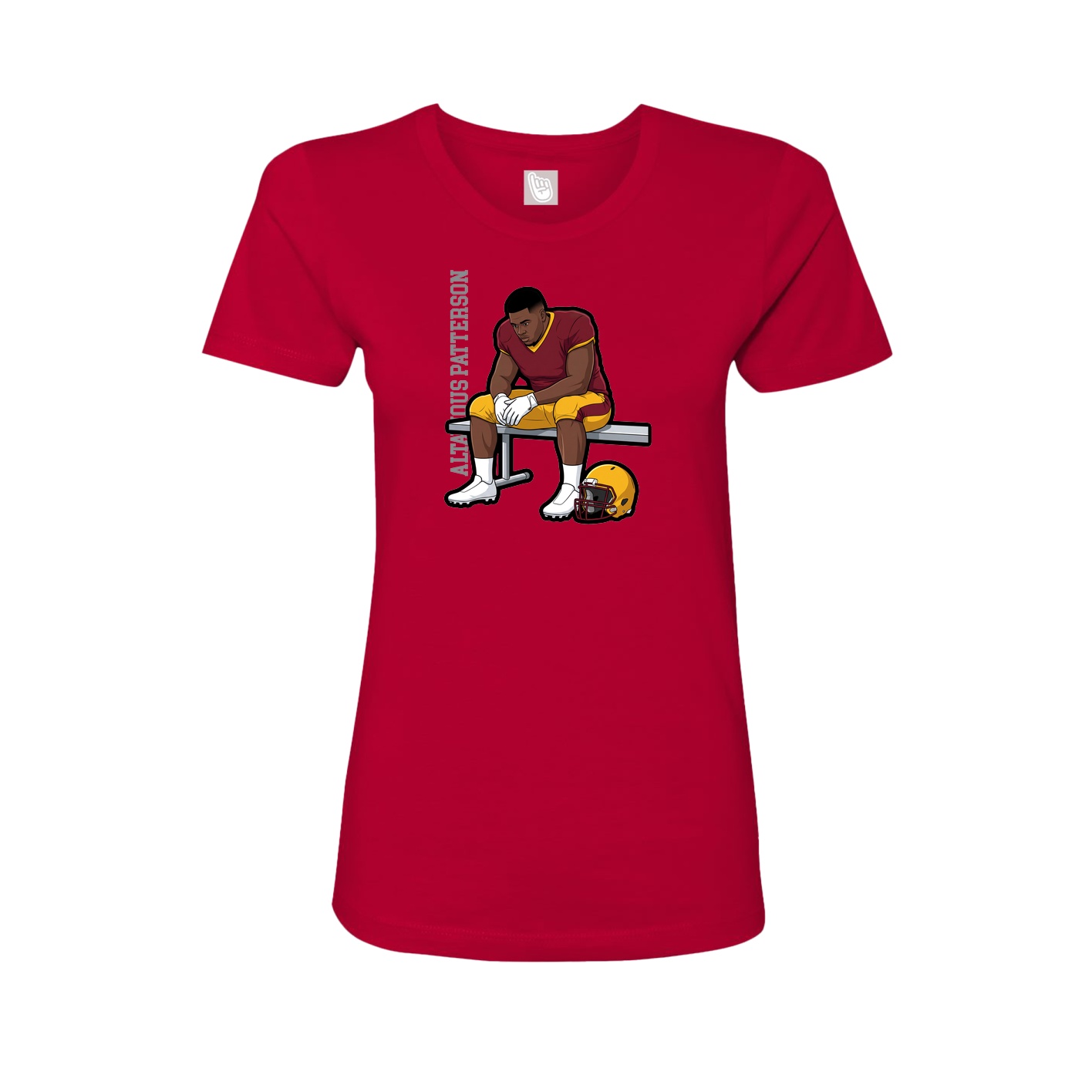 Fitted Women's Tee — Name Vertical in Red