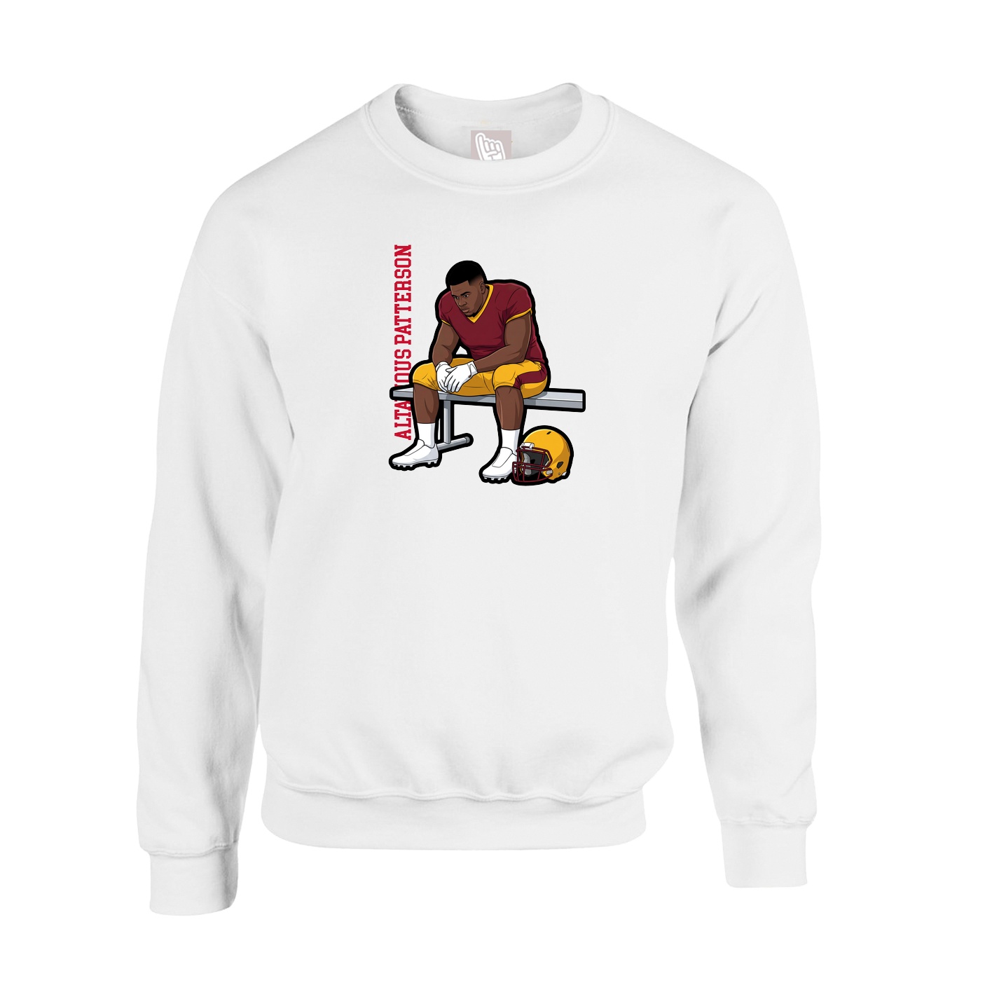 Fleece Crew — Name Vertical in White