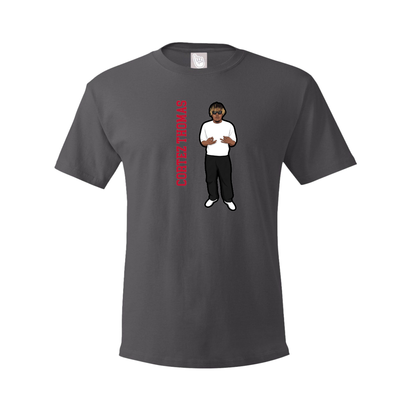 Tee — Name Vertical in Grey