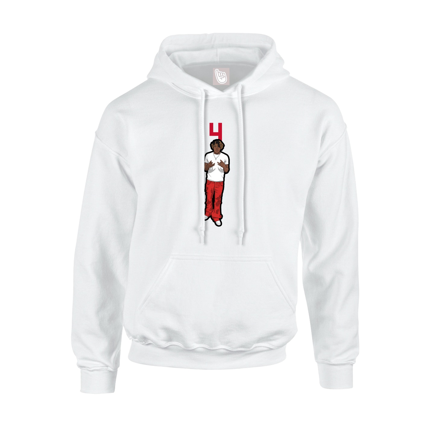 Youth Hoodie — Number Top in White