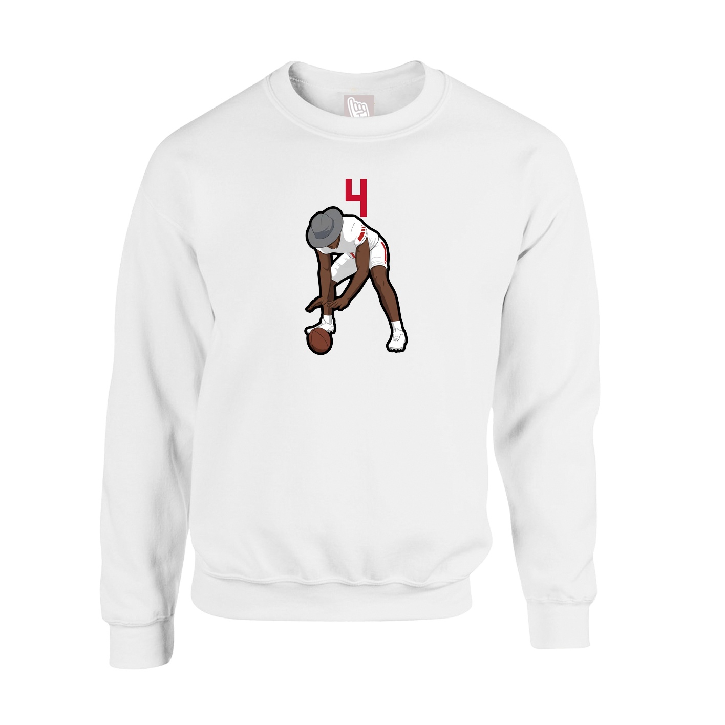 Fleece Crew — Number Top in White