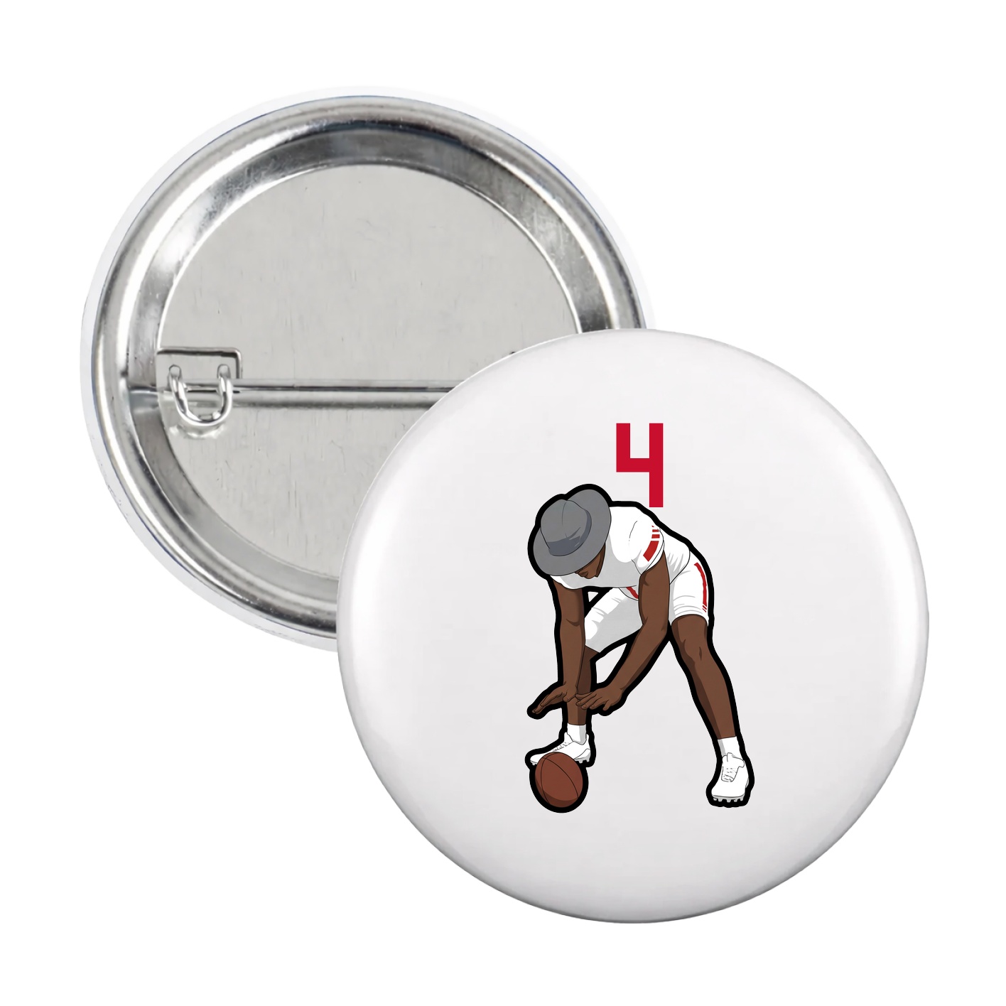 Game Day Button — Number Top in White