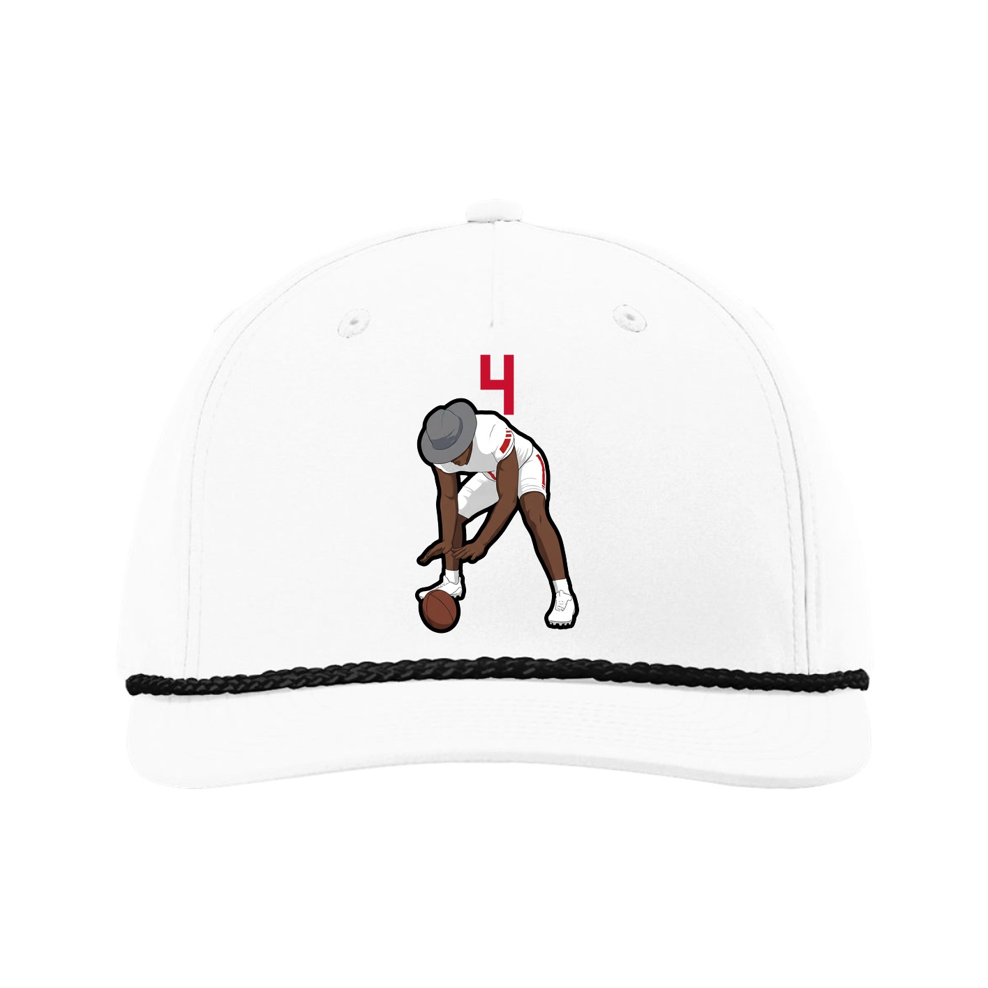Five-Panel Classic Rope Cap — Number Top in White