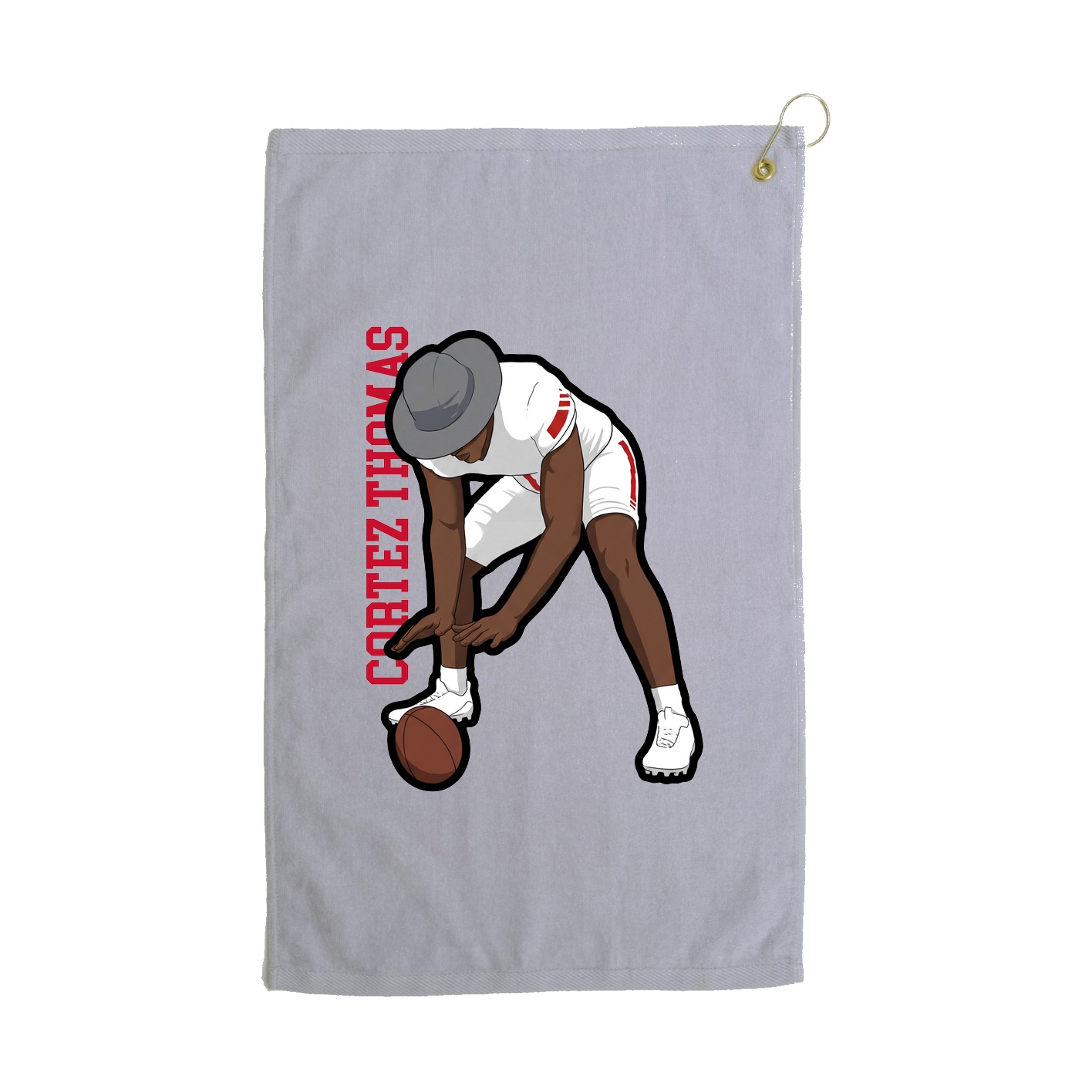 Golf Towel — Name Vertical in Grey