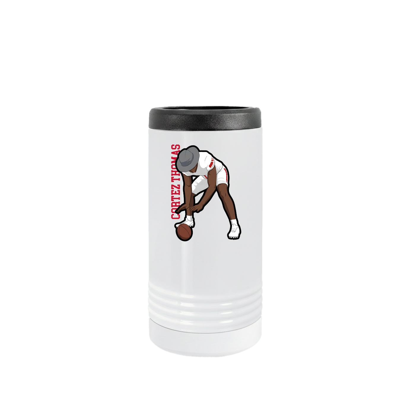 Slim Beverage Holder — Name Vertical in White