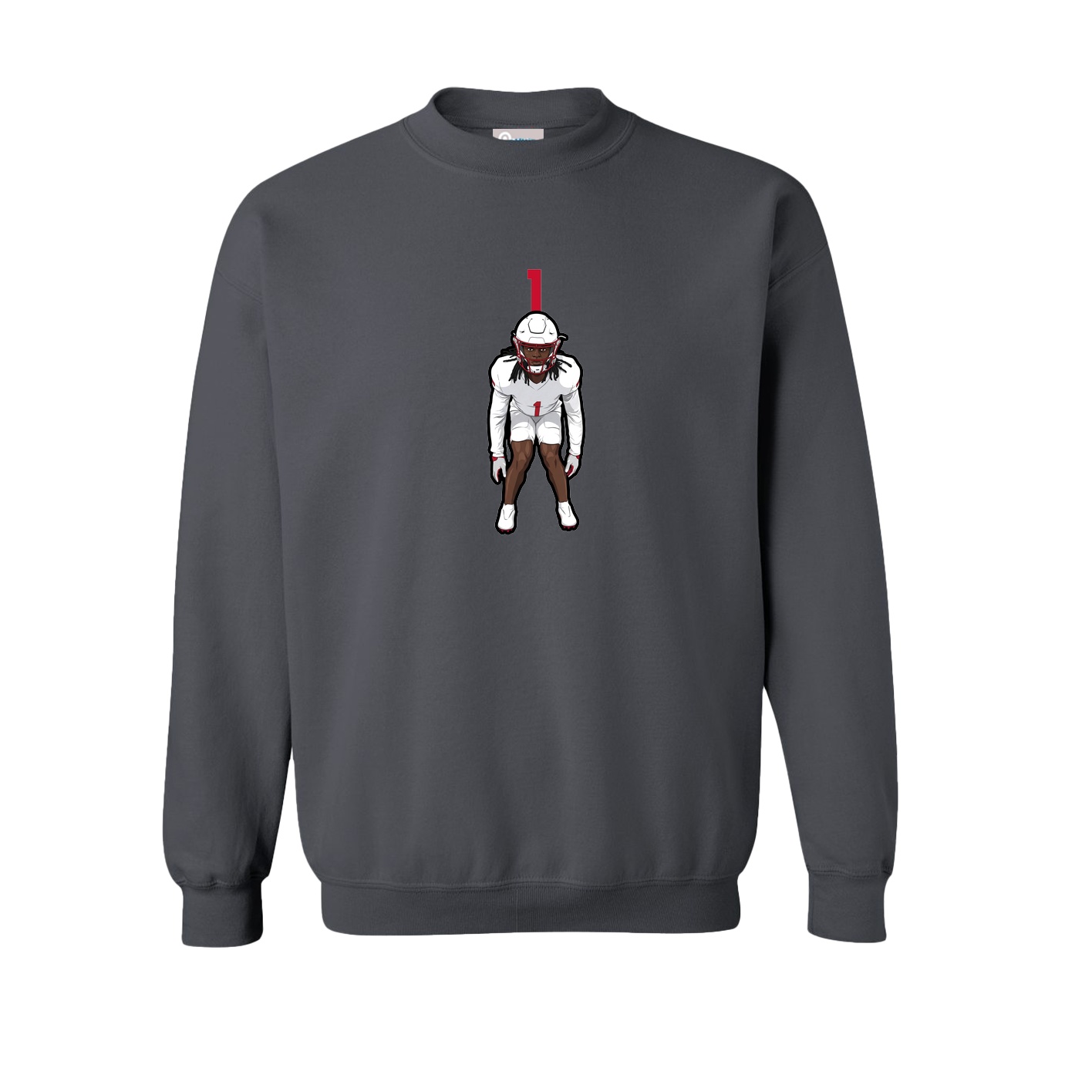 Fleece Crew — Number Top in Grey