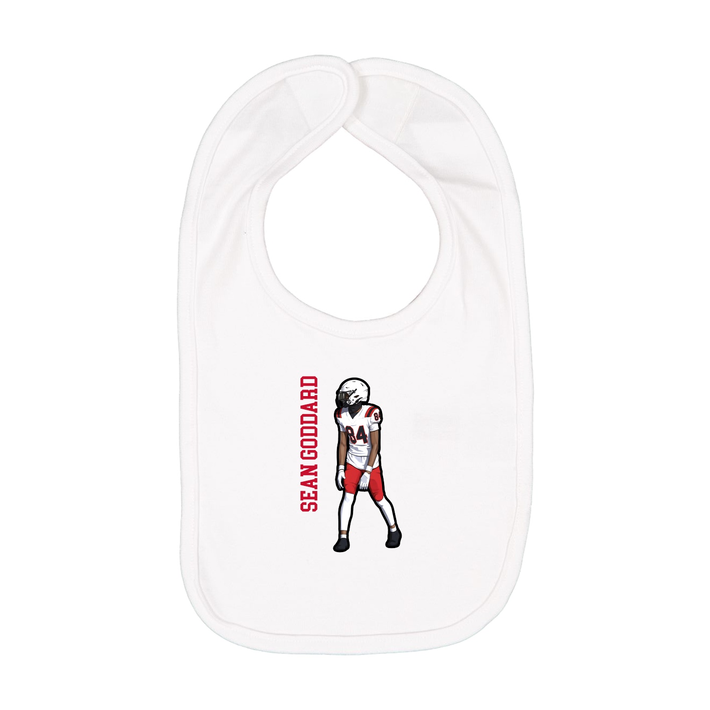 Infant Bib — Name Vertical in White