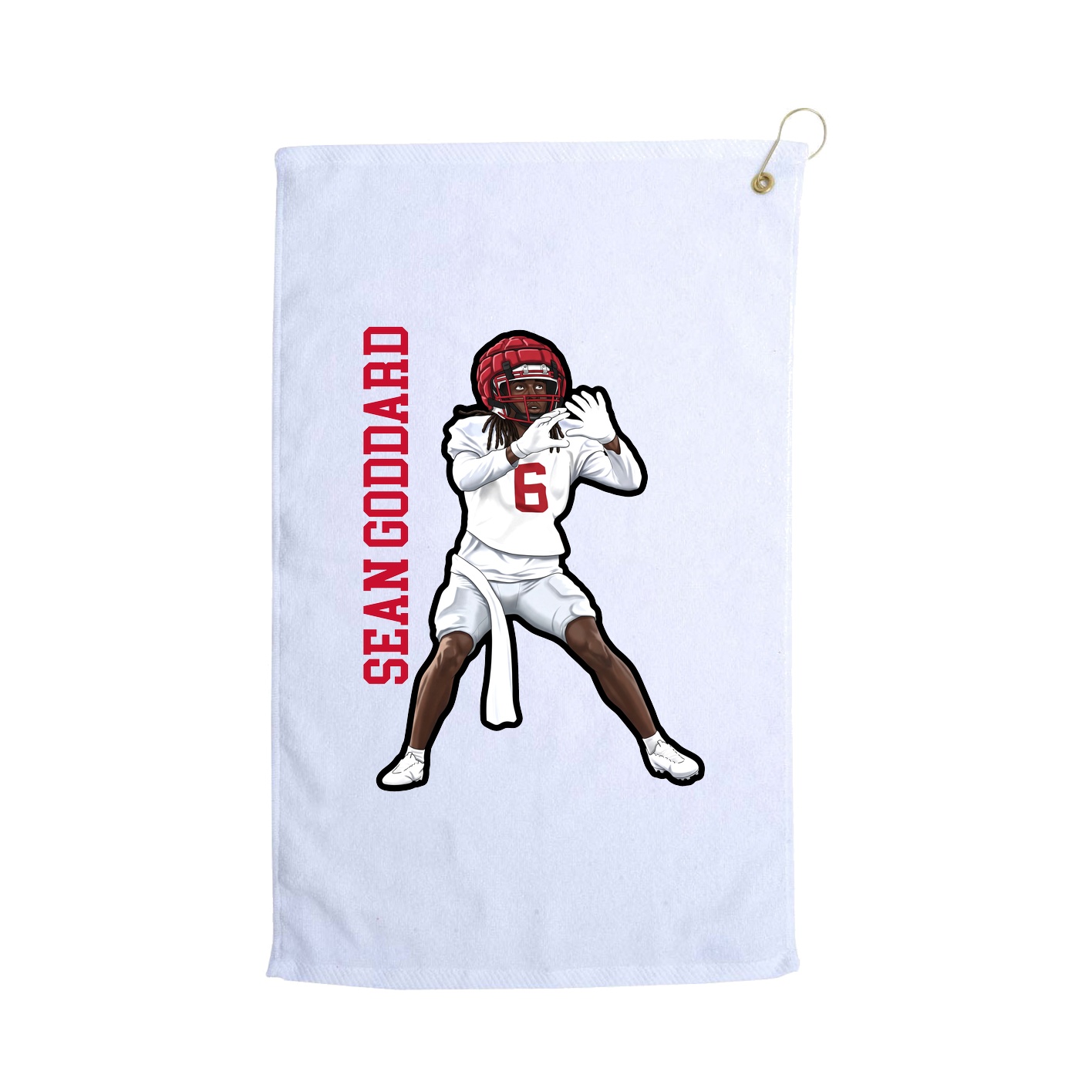 Golf Towel — Name Vertical in White