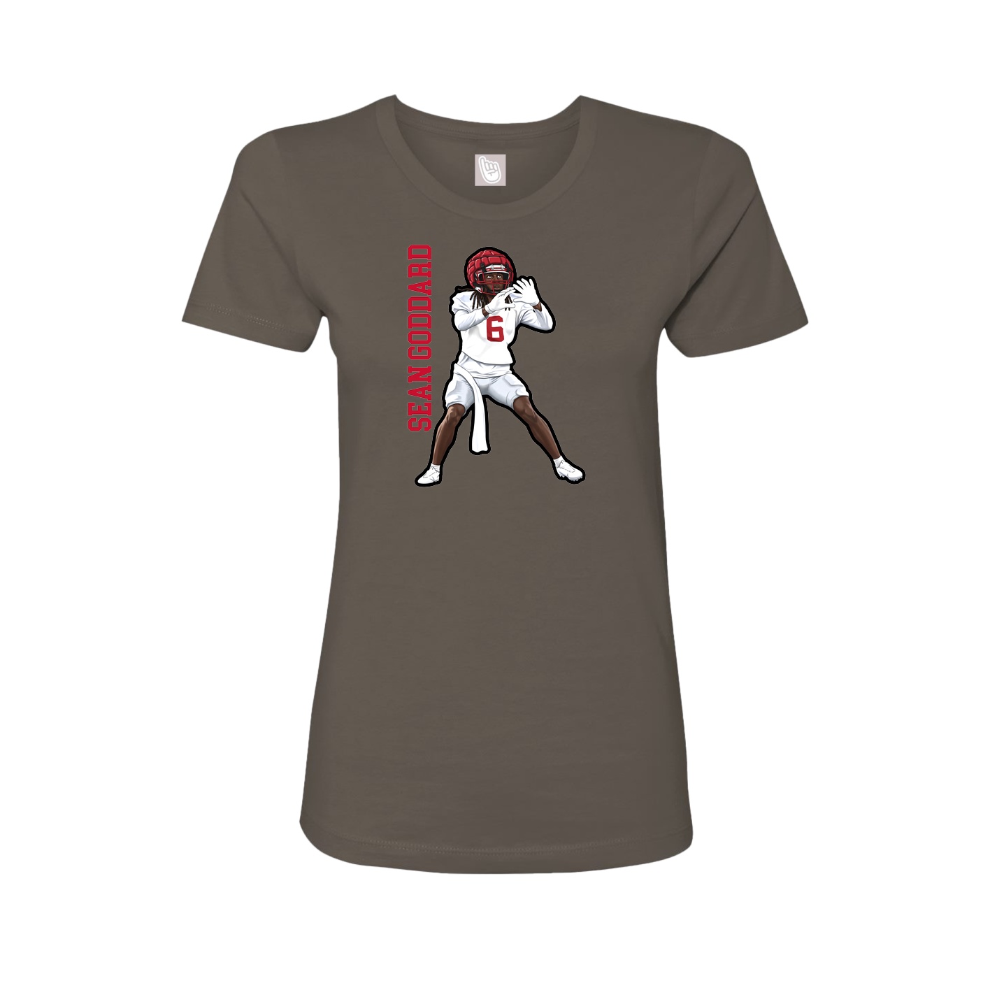 Fitted Women's Tee — Name Vertical in Grey