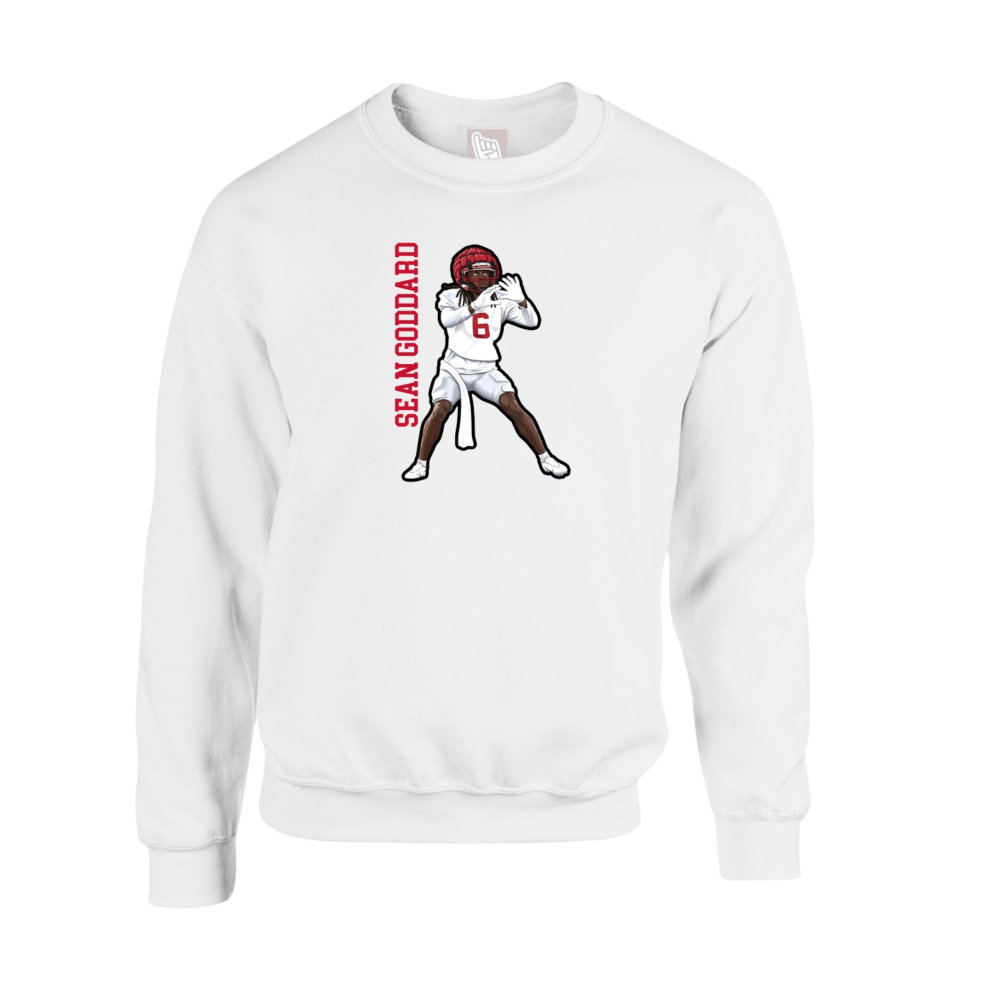 Fleece Crew — Name Vertical in White