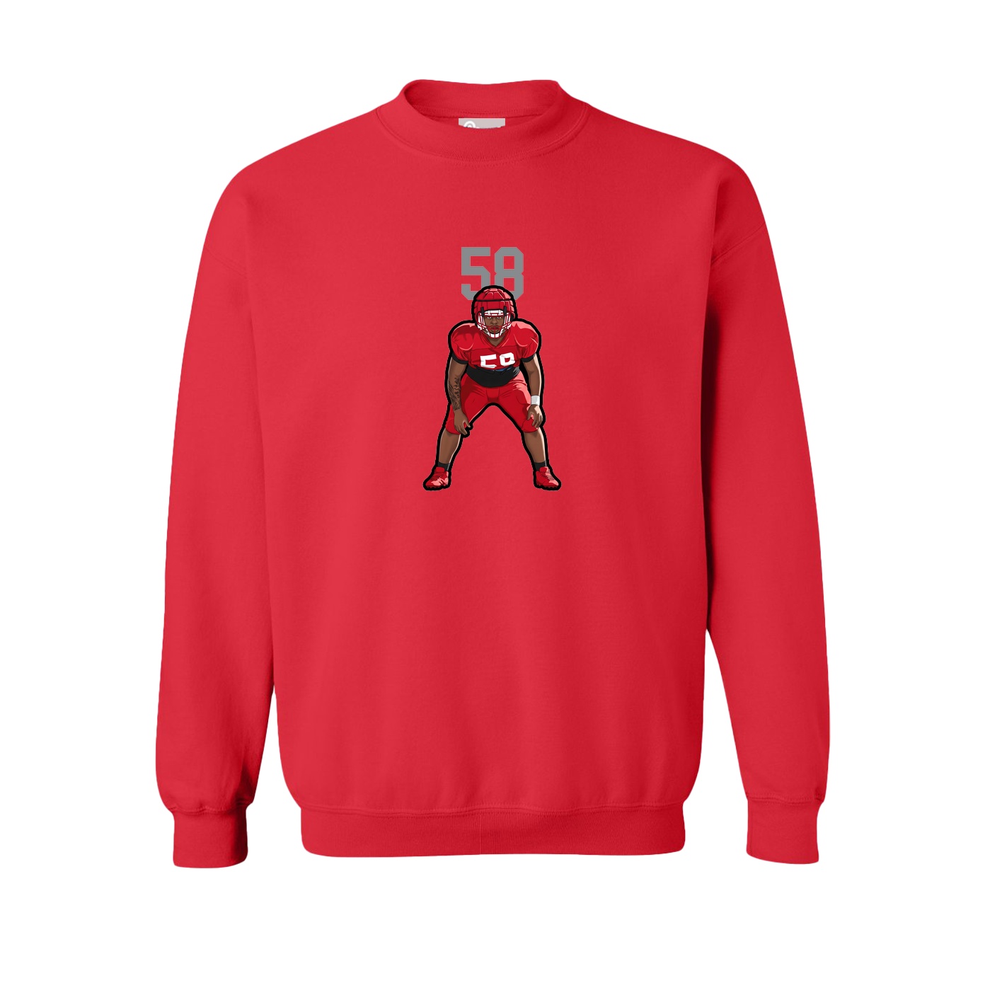 Fleece Crew — Number Top in Red