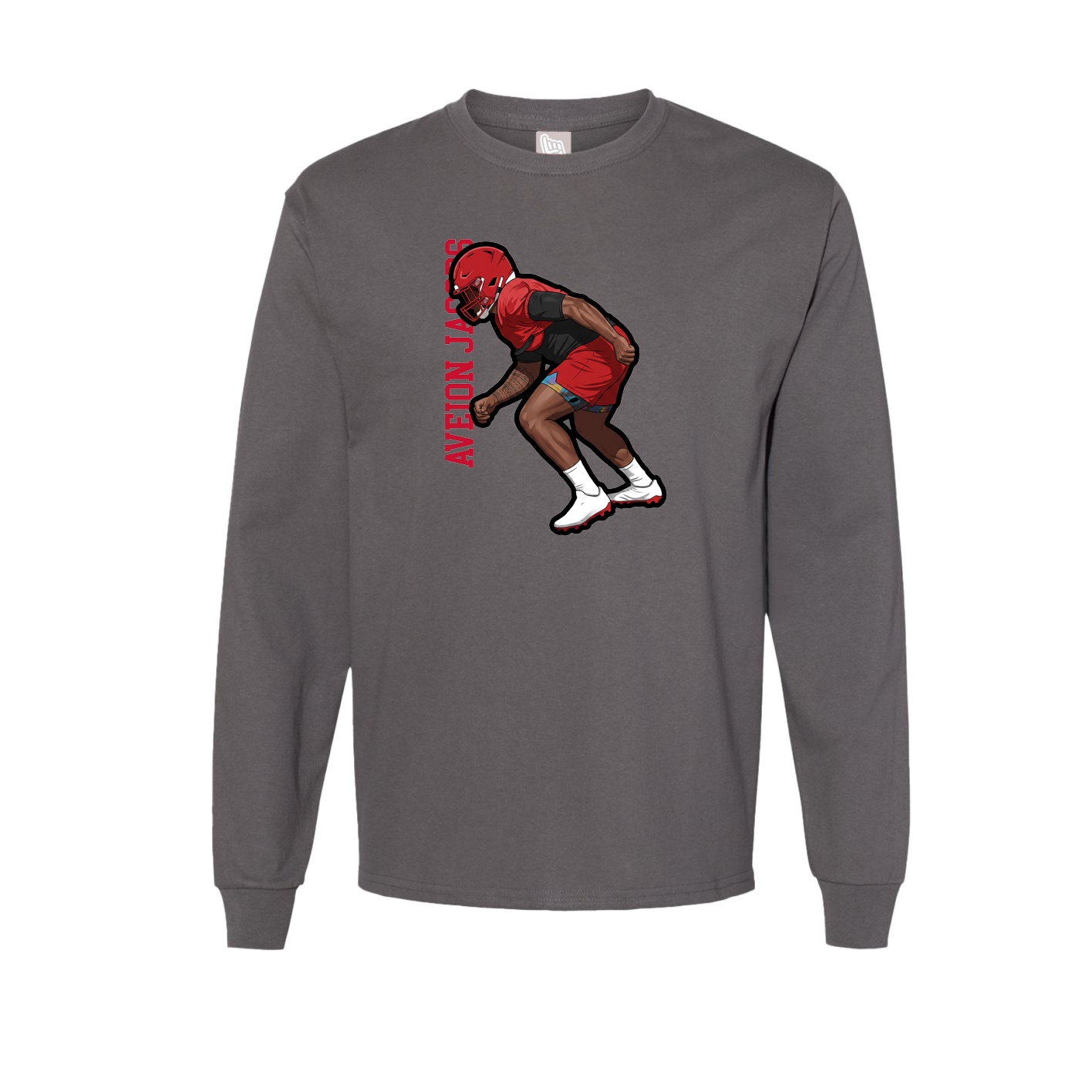 Long Sleeve Tee — Name Vertical in Grey