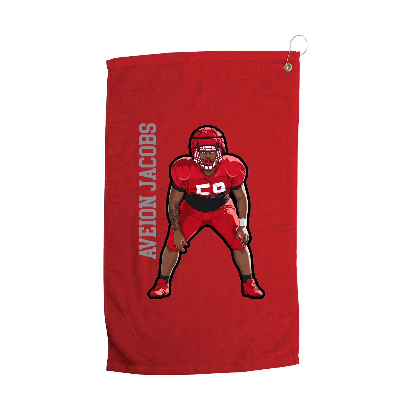 Golf Towel — Name Vertical in Red