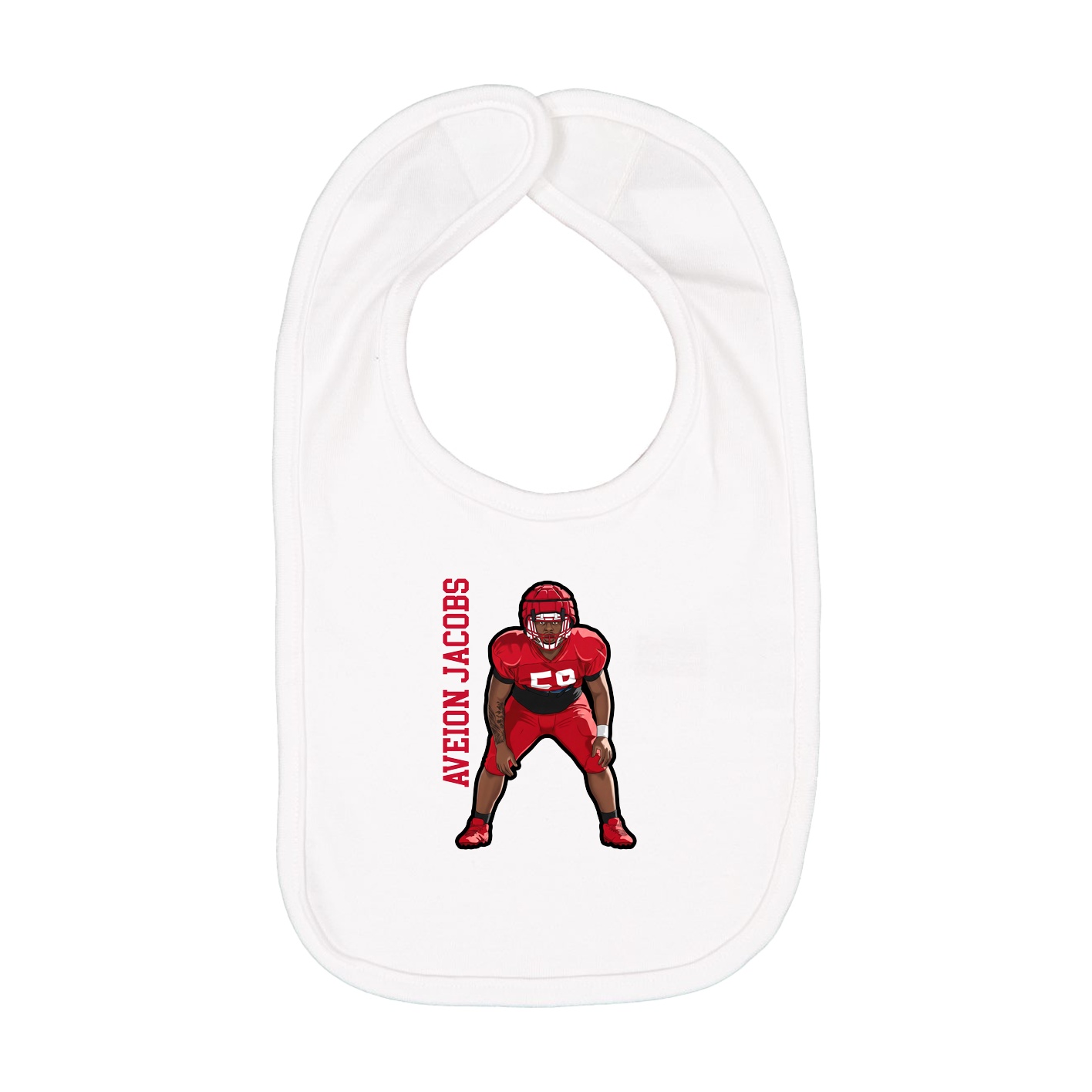 Infant Bib — Name Vertical in White